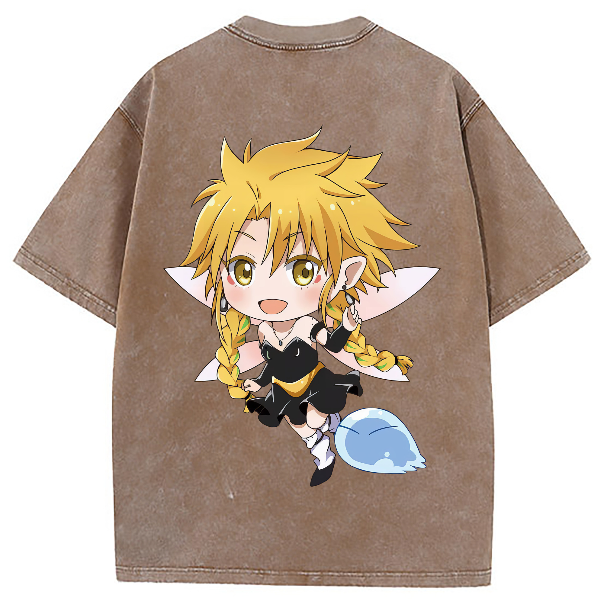 （画像用） 転スラ Regarding Reincarnated to Slime 綿100% ヴィンテージ風 半袖Tシャツ（背面プリント）