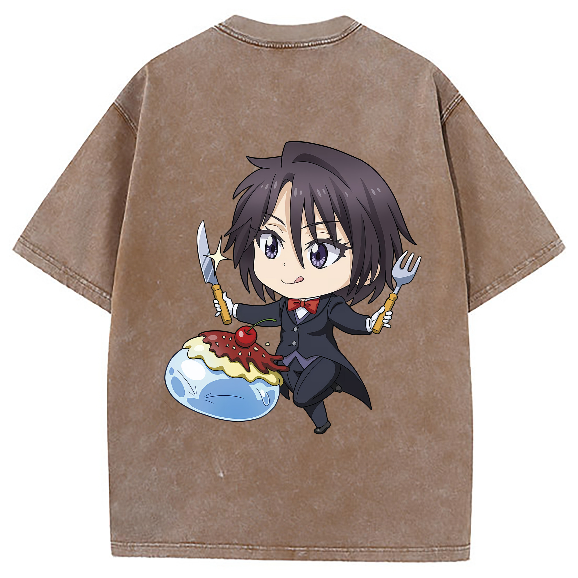 （画像用） 転スラ Regarding Reincarnated to Slime 綿100% ヴィンテージ風 半袖Tシャツ（背面プリント）