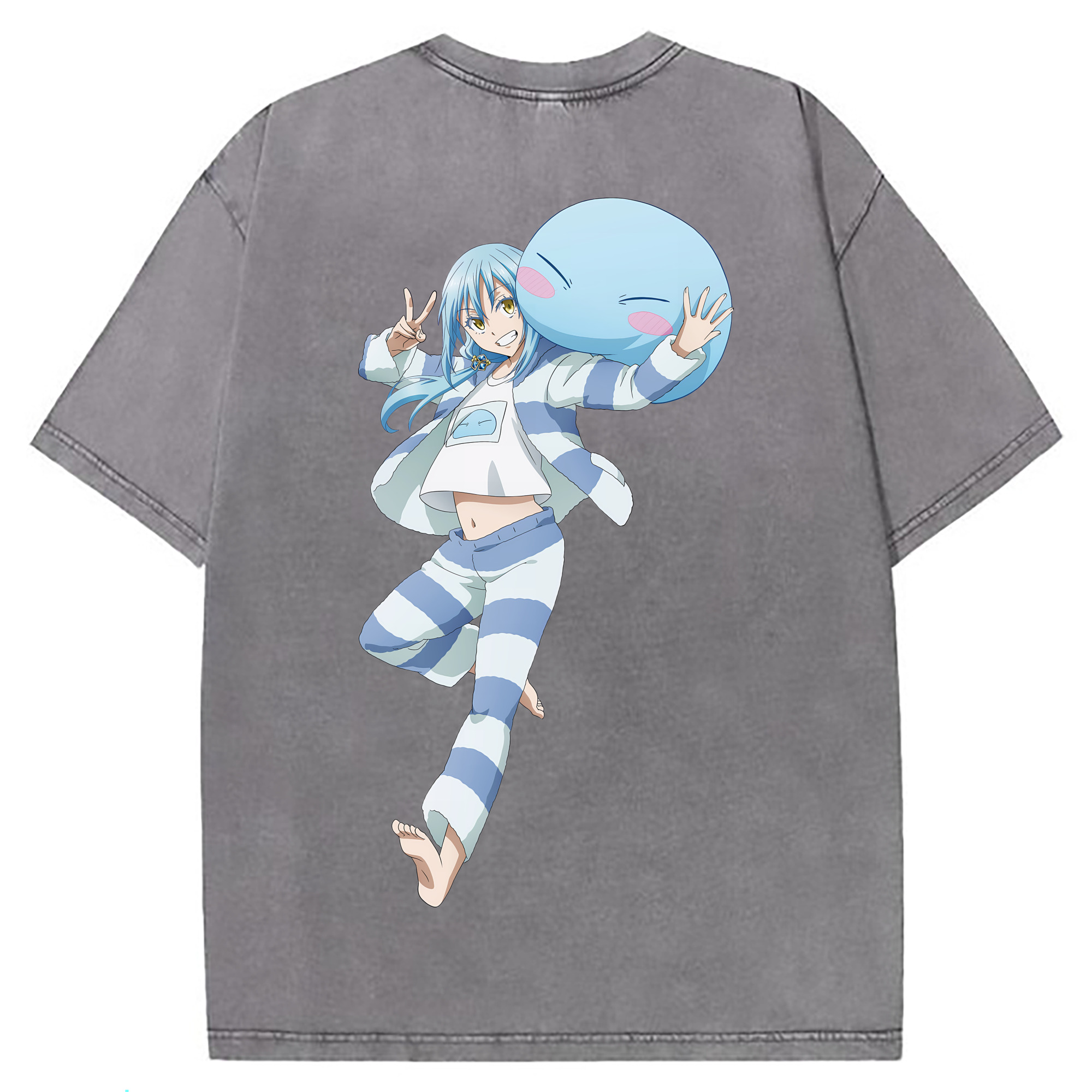 （画像用） 転スラ Regarding Reincarnated to Slime 綿100% ヴィンテージ風 半袖Tシャツ（背面プリント）