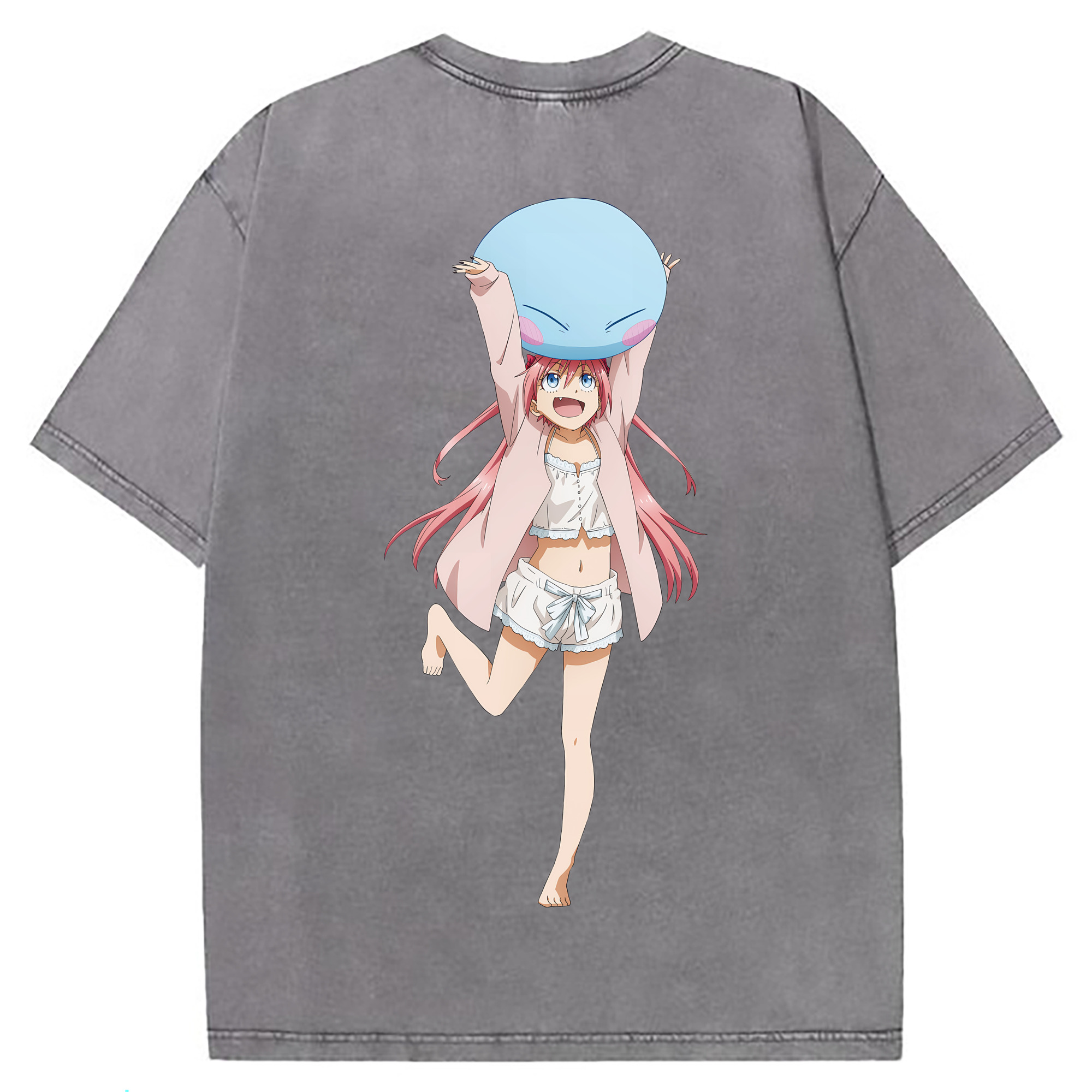 （画像用） 転スラ Regarding Reincarnated to Slime 綿100% ヴィンテージ風 半袖Tシャツ（背面プリント）