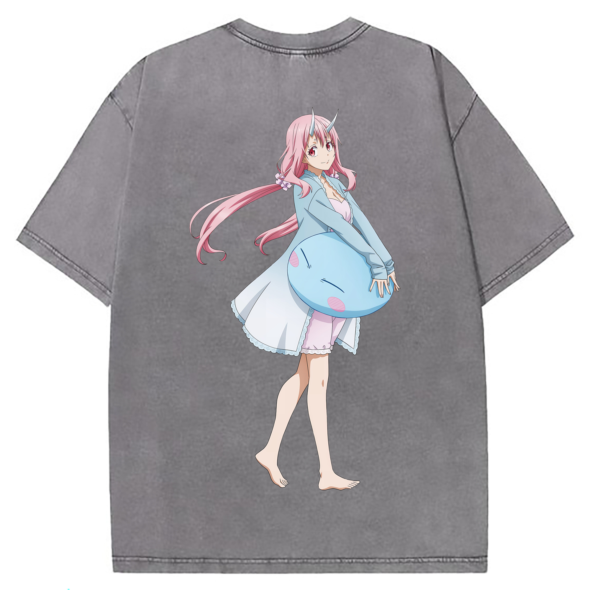 （画像用） 転スラ Regarding Reincarnated to Slime 綿100% ヴィンテージ風 半袖Tシャツ（背面プリント）