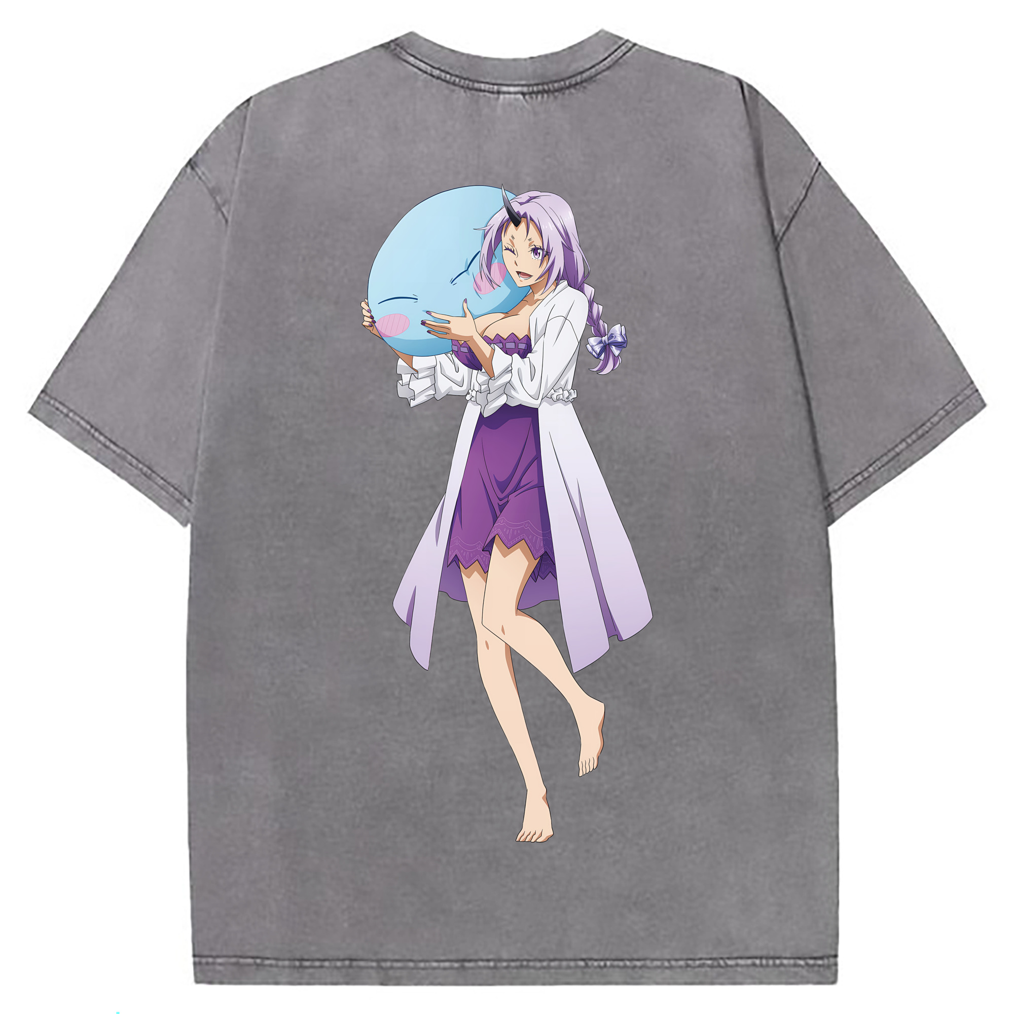 （画像用） 転スラ Regarding Reincarnated to Slime 綿100% ヴィンテージ風 半袖Tシャツ（背面プリント）