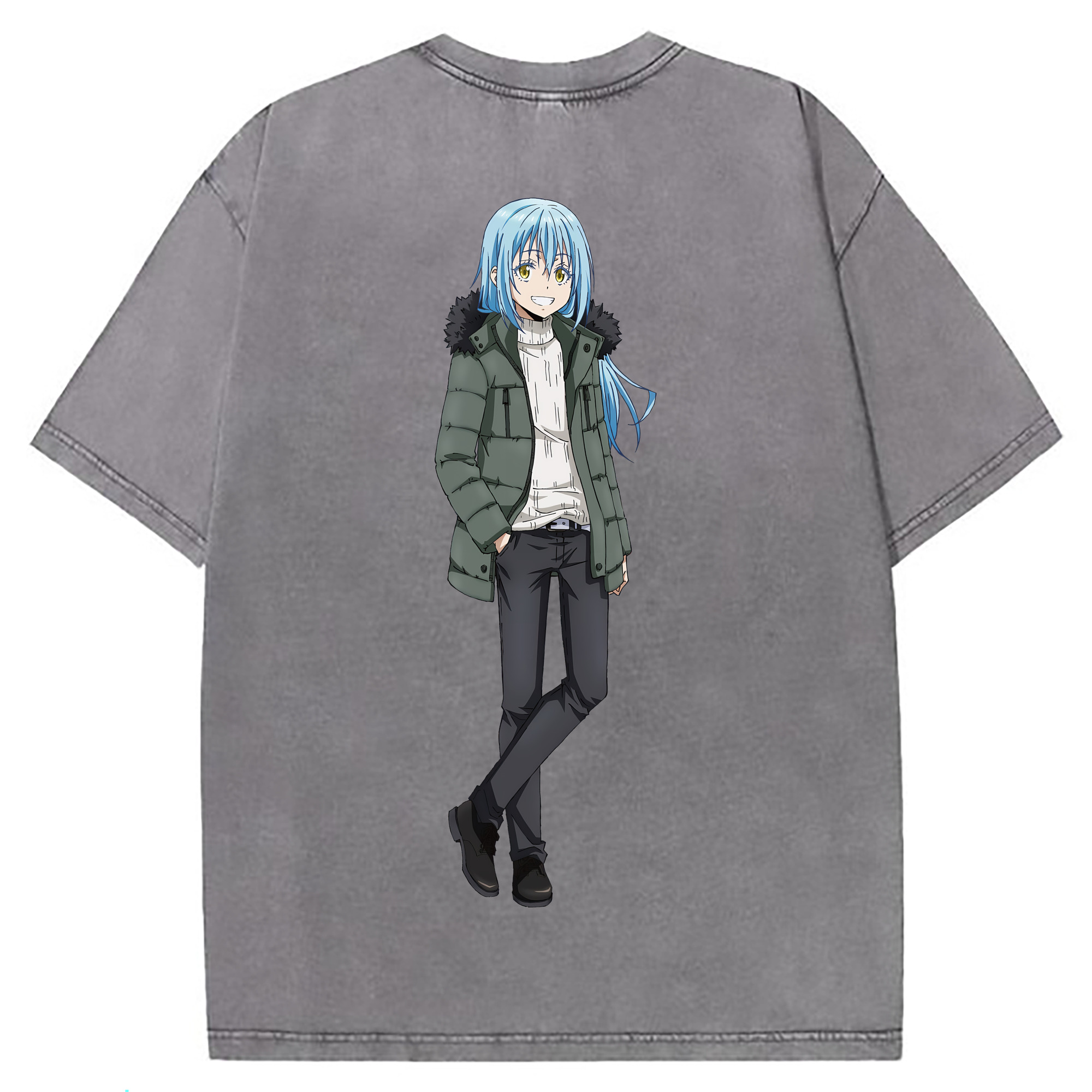 （画像用） 転スラ Regarding Reincarnated to Slime 綿100% ヴィンテージ風 半袖Tシャツ（背面プリント）