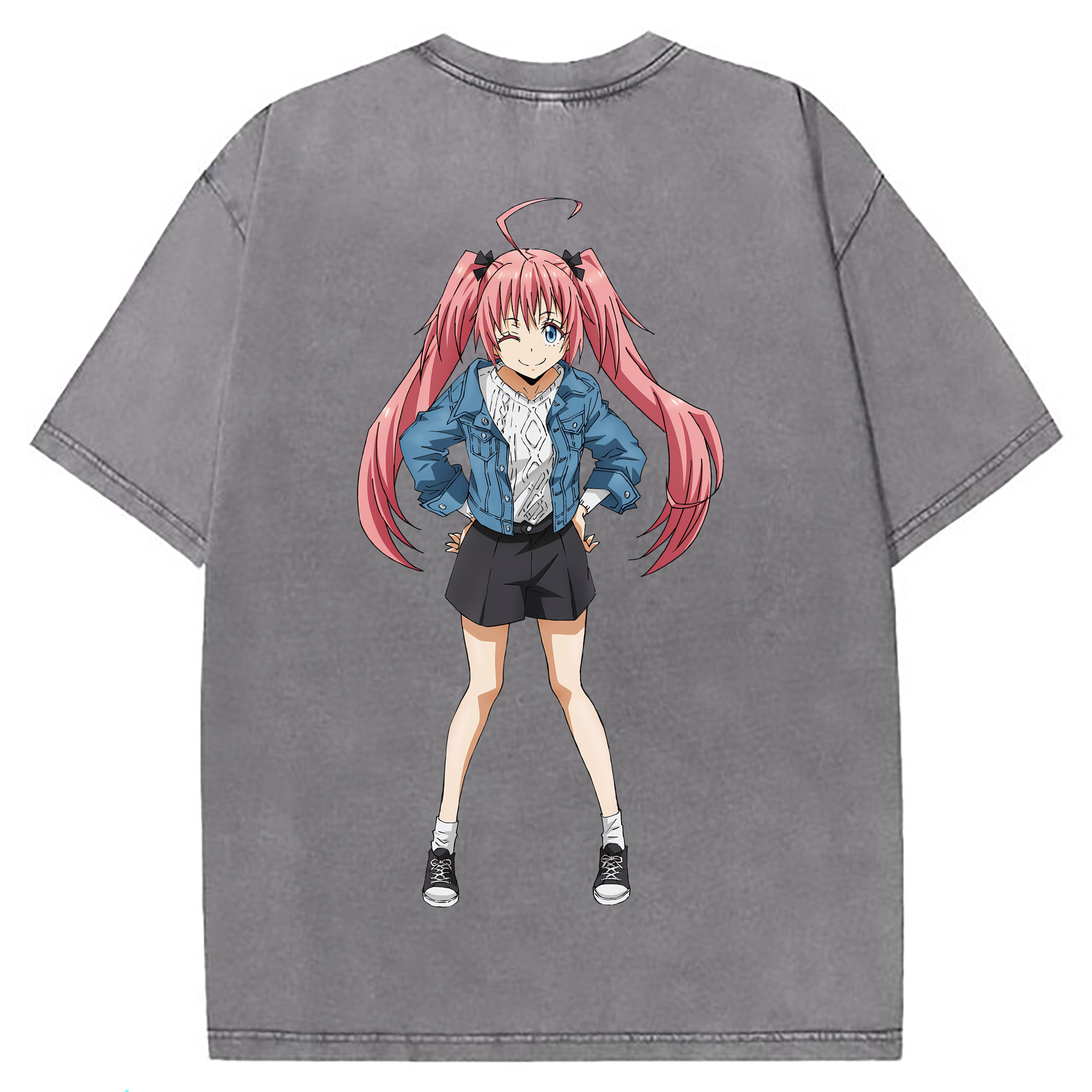 （画像用） 転スラ Regarding Reincarnated to Slime 綿100% ヴィンテージ風 半袖Tシャツ（背面プリント）