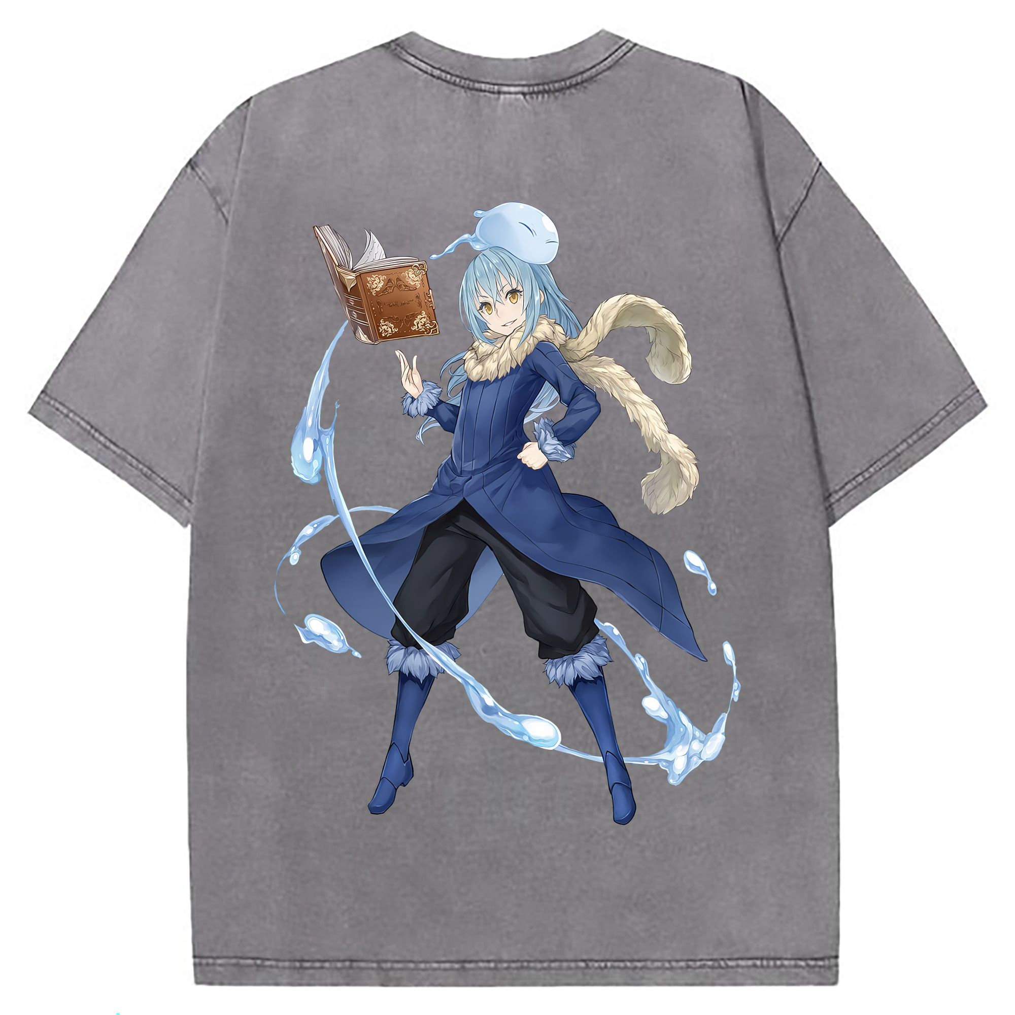 （画像用） 転スラ Regarding Reincarnated to Slime 綿100% ヴィンテージ風 半袖Tシャツ（背面プリント）