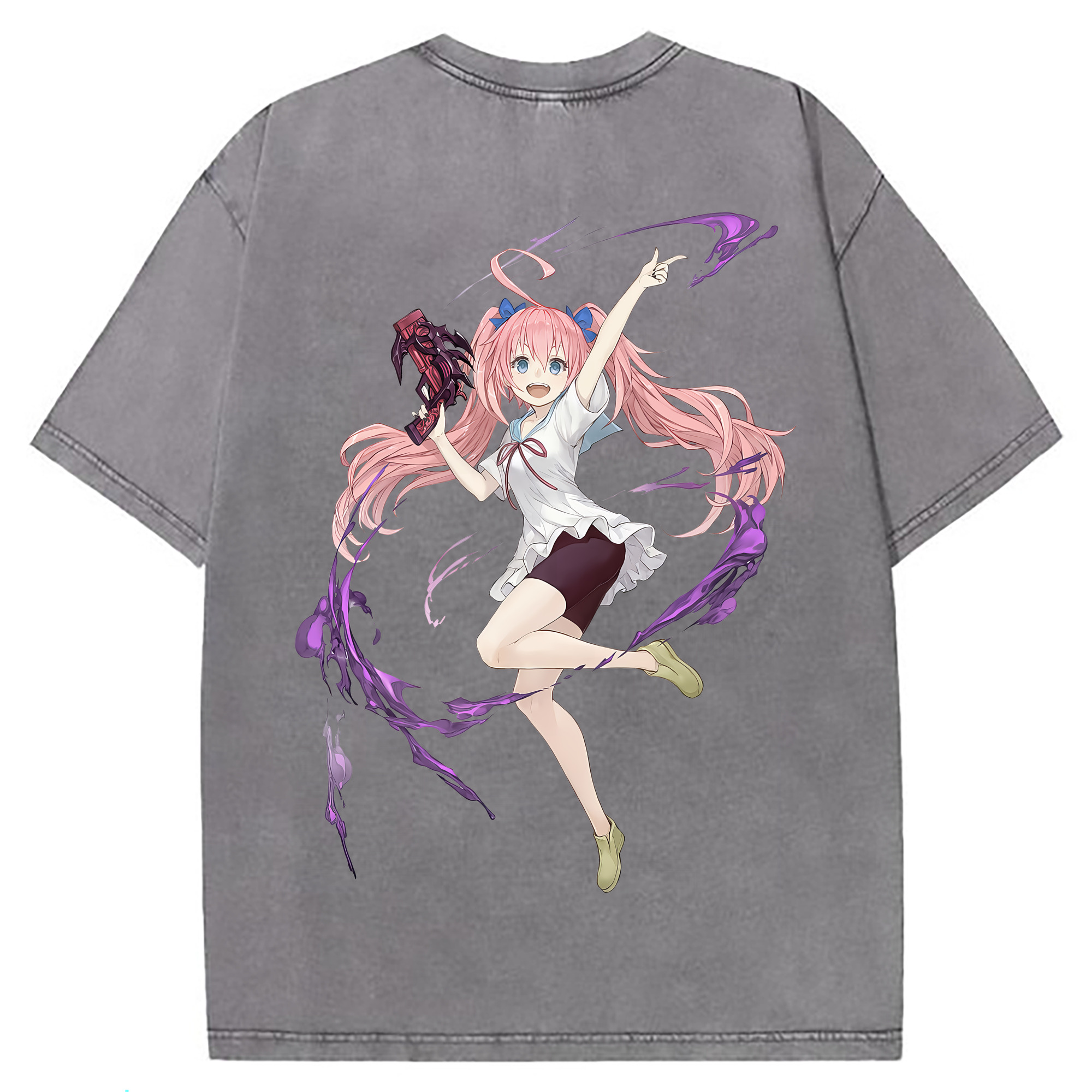 （画像用） 転スラ Regarding Reincarnated to Slime 綿100% ヴィンテージ風 半袖Tシャツ（背面プリント）