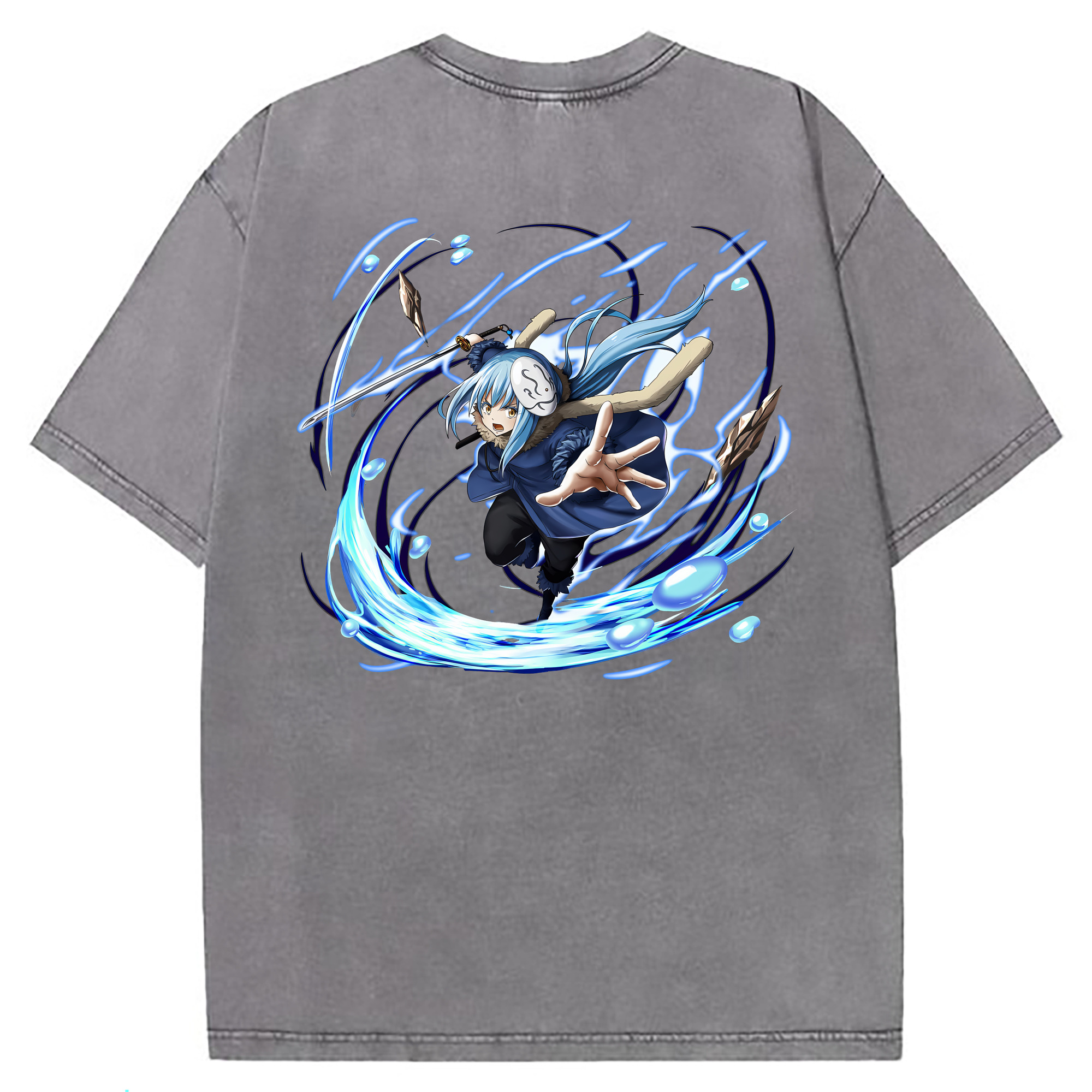 （画像用） 転スラ Regarding Reincarnated to Slime 綿100% ヴィンテージ風 半袖Tシャツ（背面プリント）
