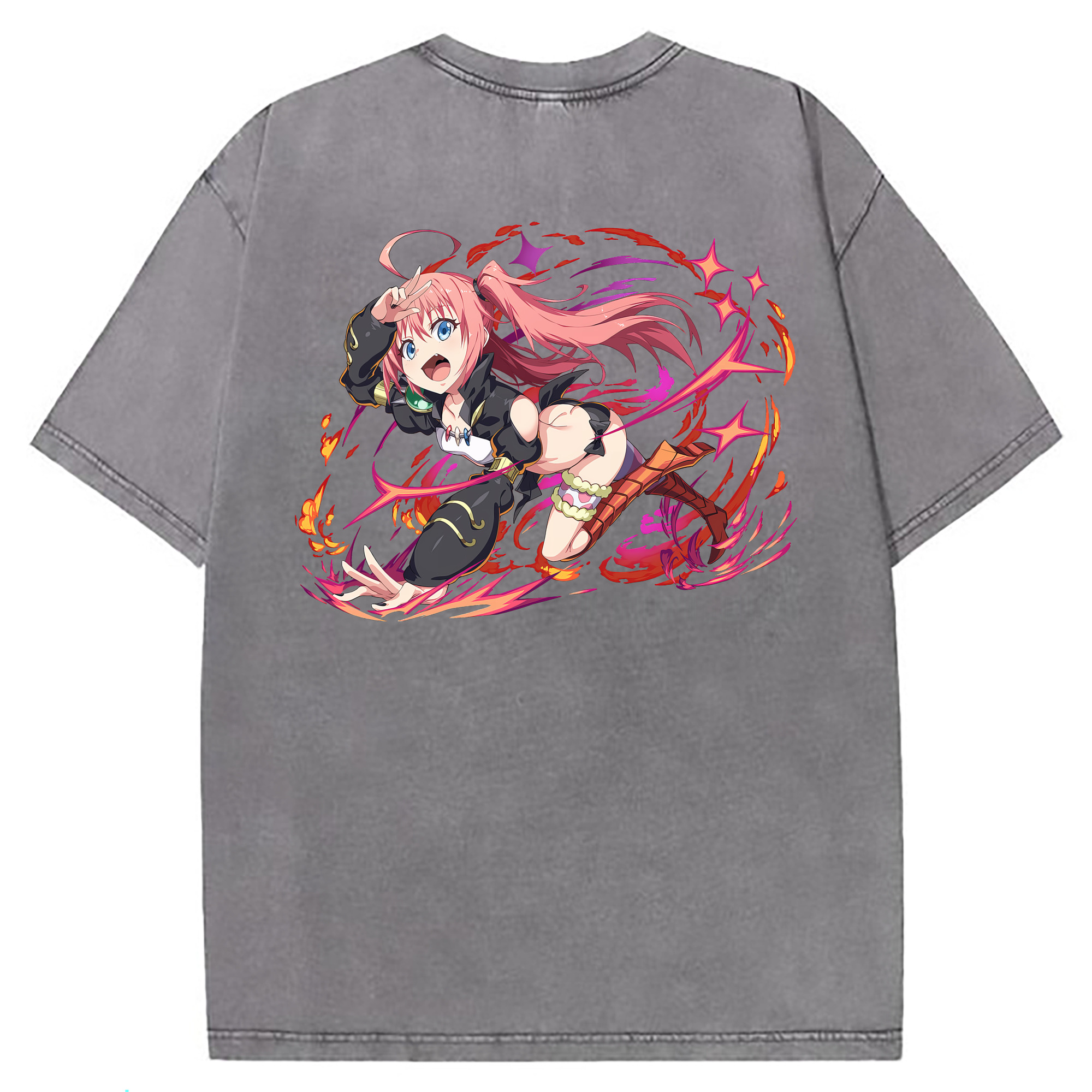 （画像用） 転スラ Regarding Reincarnated to Slime 綿100% ヴィンテージ風 半袖Tシャツ（背面プリント）