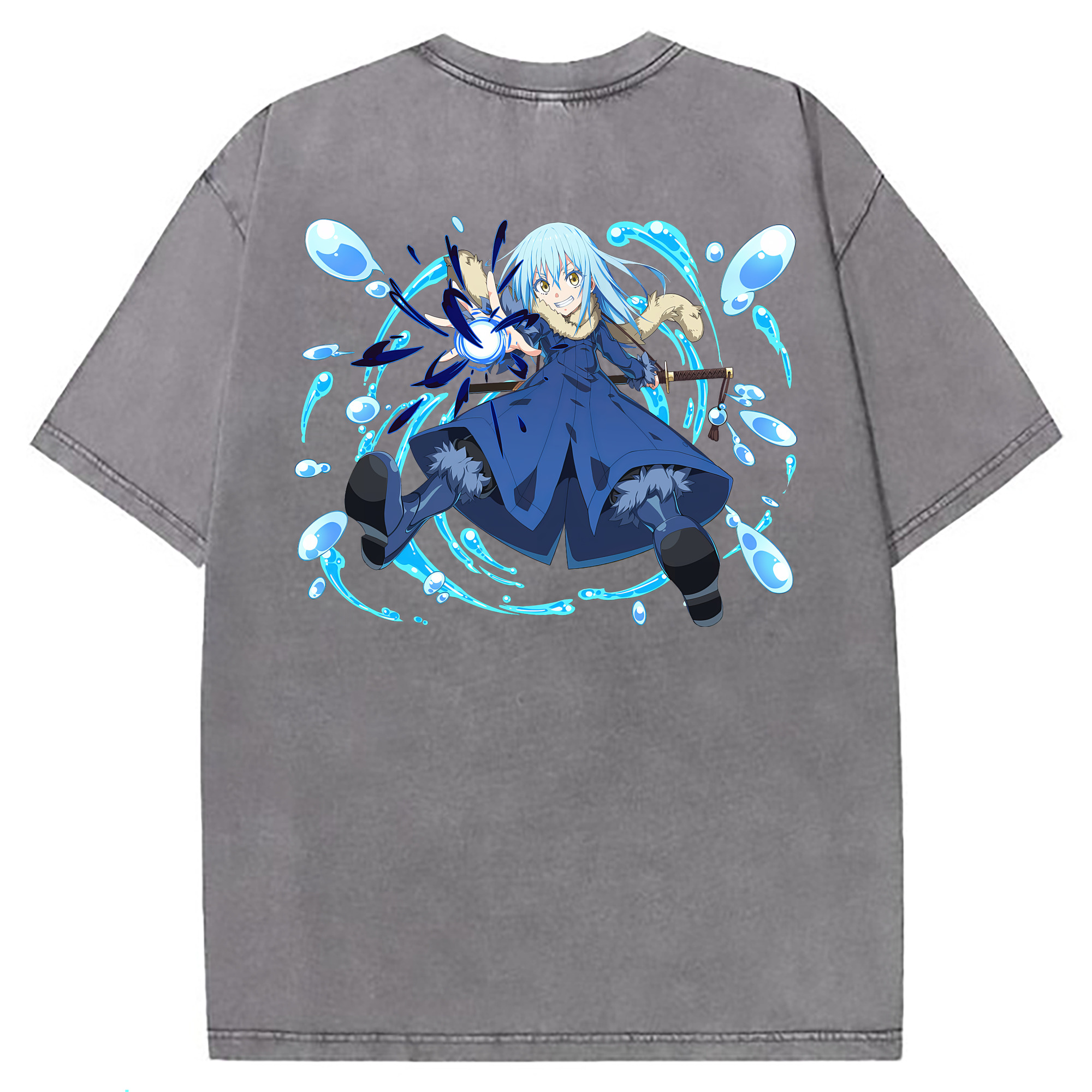 （画像用） 転スラ Regarding Reincarnated to Slime 綿100% ヴィンテージ風 半袖Tシャツ（背面プリント）