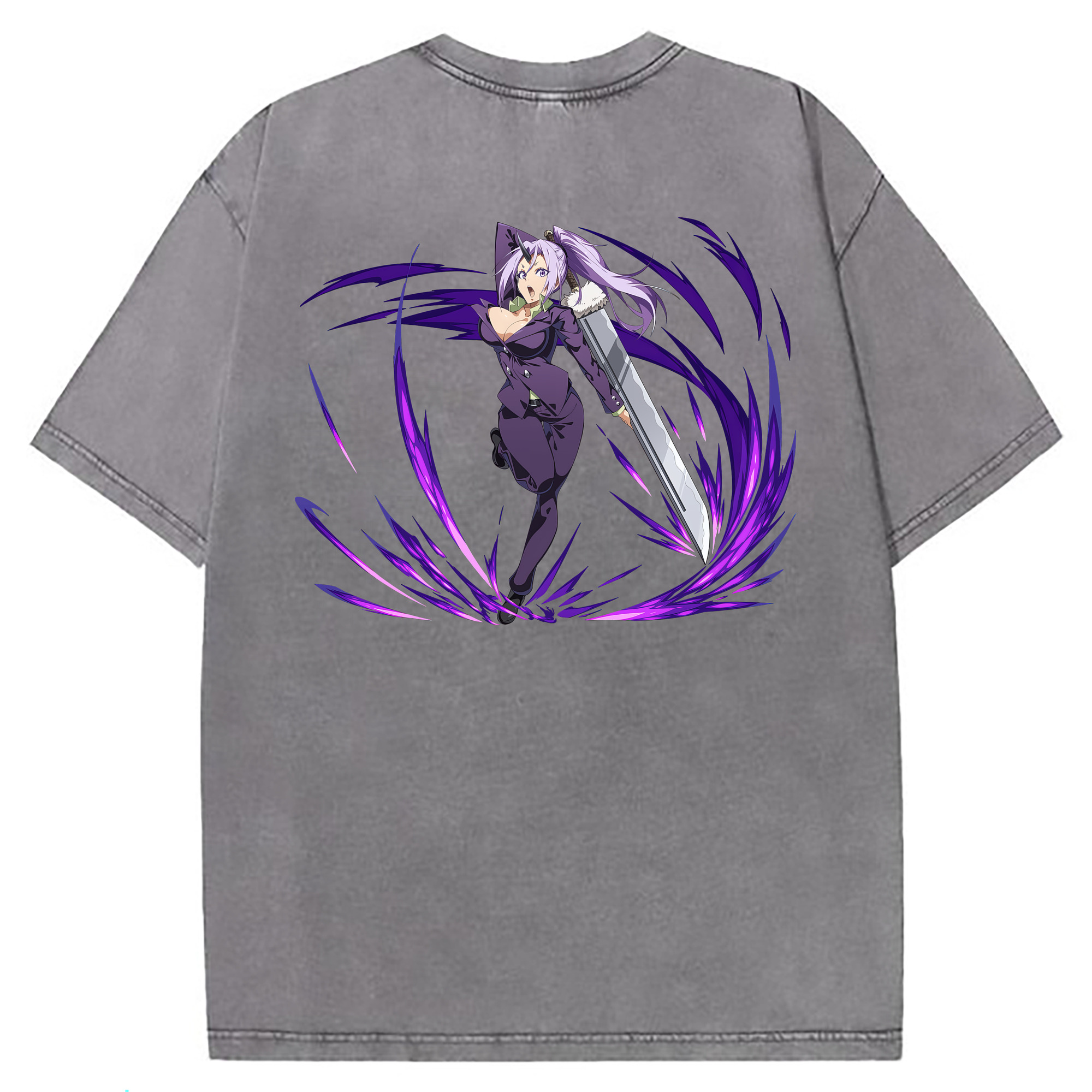 （画像用） 転スラ Regarding Reincarnated to Slime 綿100% ヴィンテージ風 半袖Tシャツ（背面プリント）