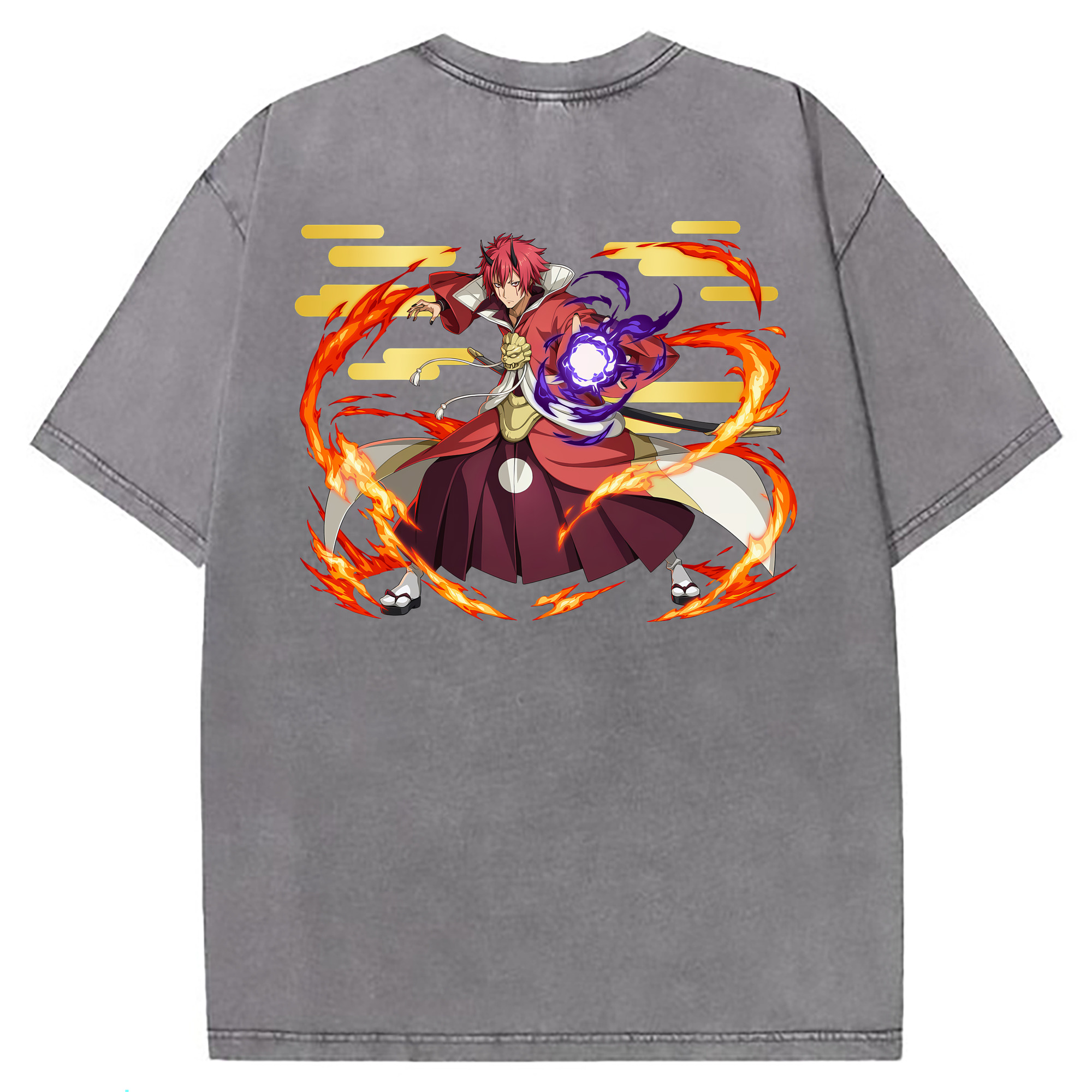 （画像用） 転スラ Regarding Reincarnated to Slime 綿100% ヴィンテージ風 半袖Tシャツ（背面プリント）