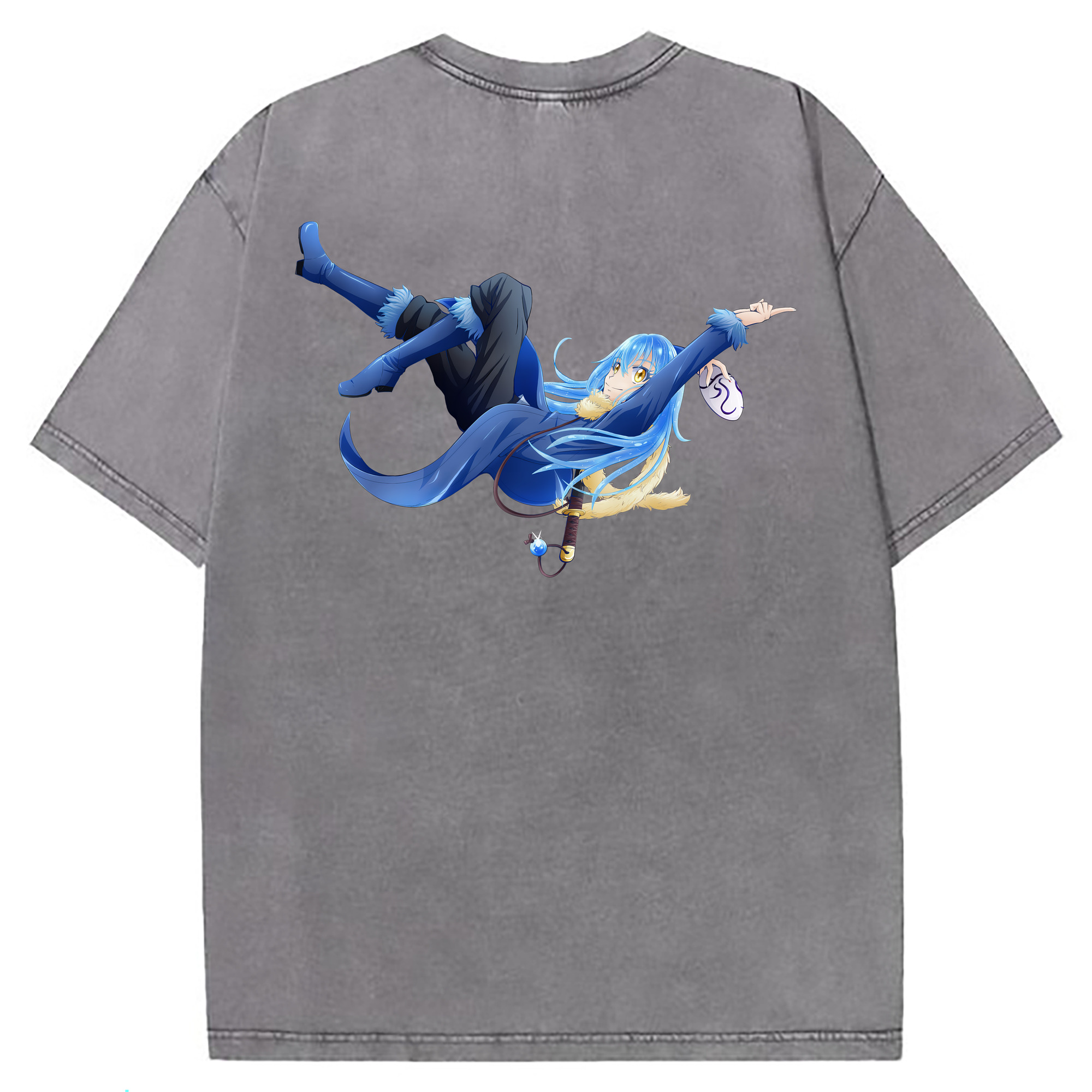 （画像用） 転スラ Regarding Reincarnated to Slime 綿100% ヴィンテージ風 半袖Tシャツ（背面プリント）
