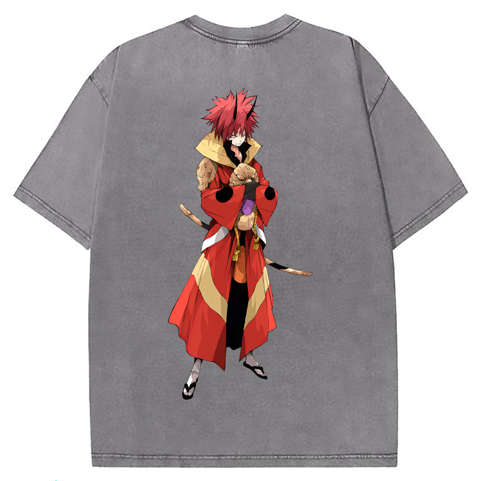 （画像用） 転スラ Regarding Reincarnated to Slime 綿100% ヴィンテージ風 半袖Tシャツ（背面プリント）