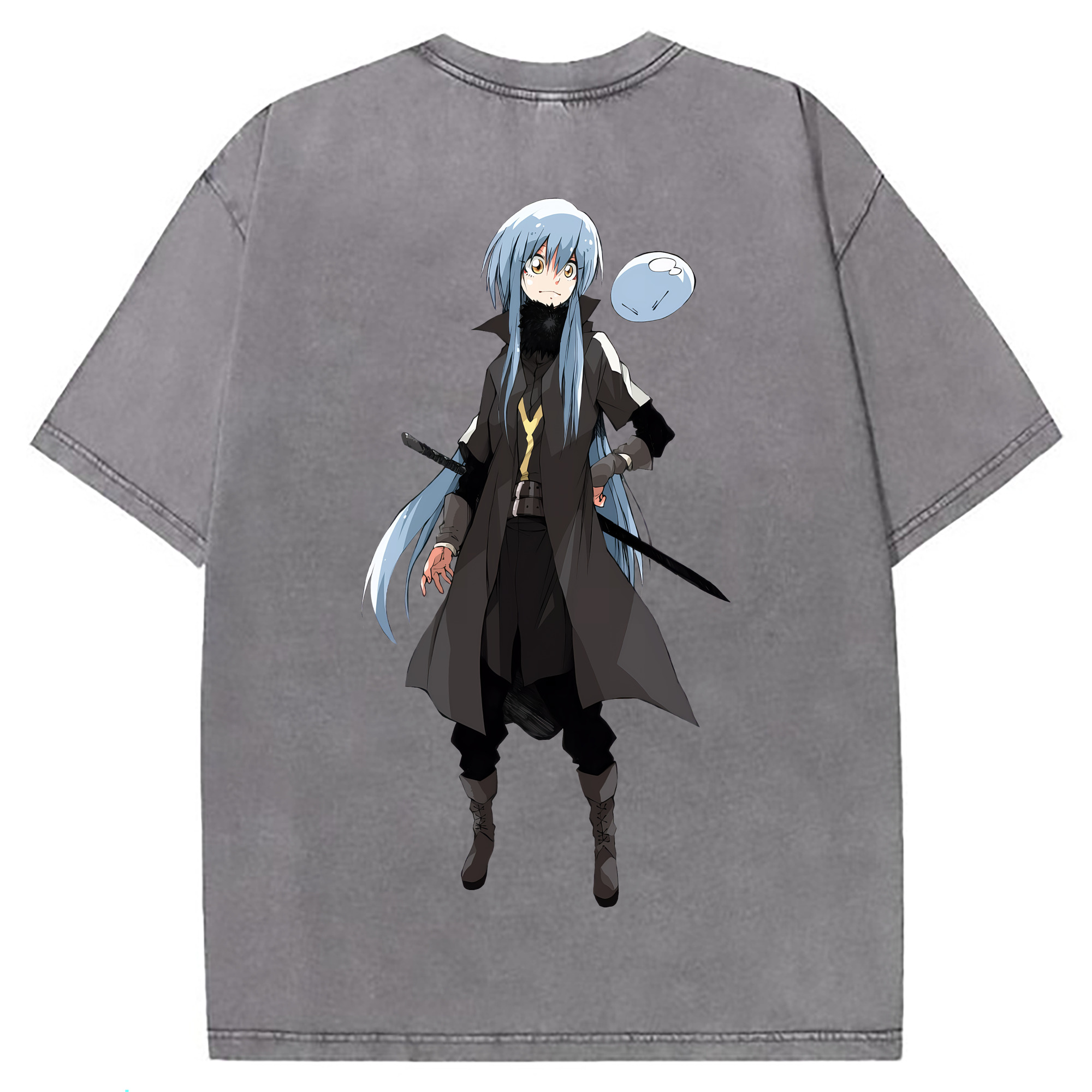 （画像用） 転スラ Regarding Reincarnated to Slime 綿100% ヴィンテージ風 半袖Tシャツ（背面プリント）