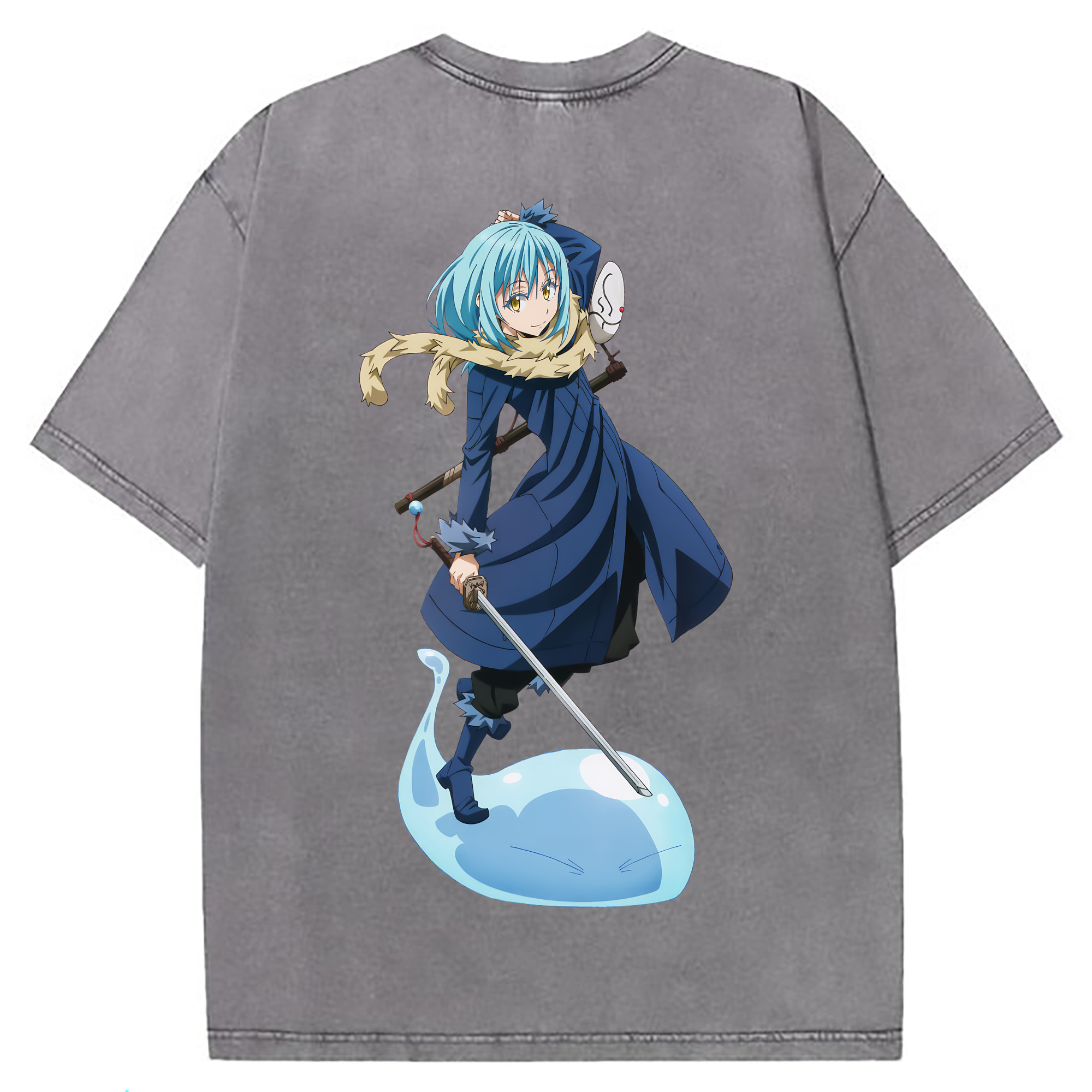 （画像用） 転スラ Regarding Reincarnated to Slime 綿100% ヴィンテージ風 半袖Tシャツ（背面プリント）