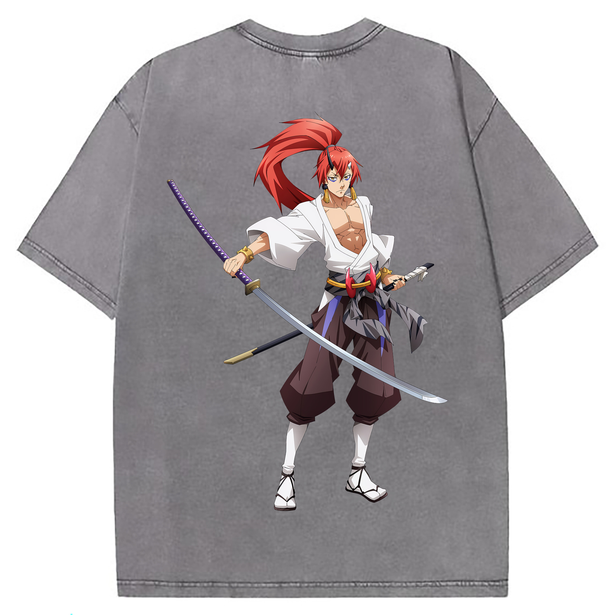 （画像用） 転スラ Regarding Reincarnated to Slime 綿100% ヴィンテージ風 半袖Tシャツ（背面プリント）