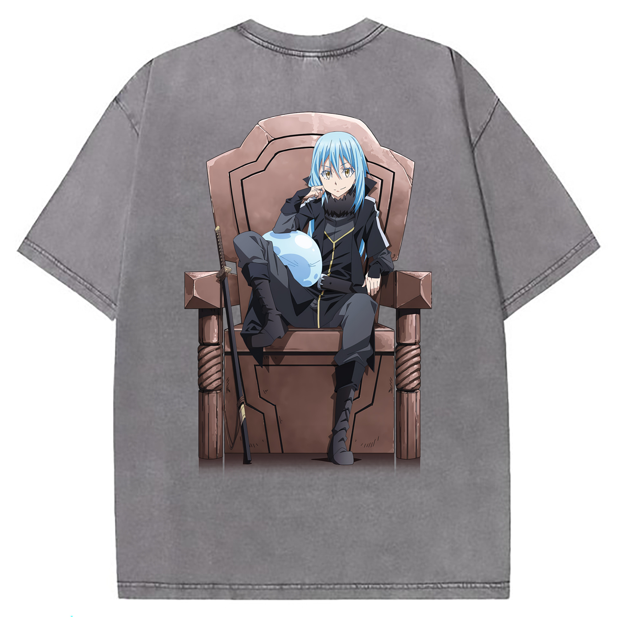 （画像用） 転スラ Regarding Reincarnated to Slime 綿100% ヴィンテージ風 半袖Tシャツ（背面プリント）