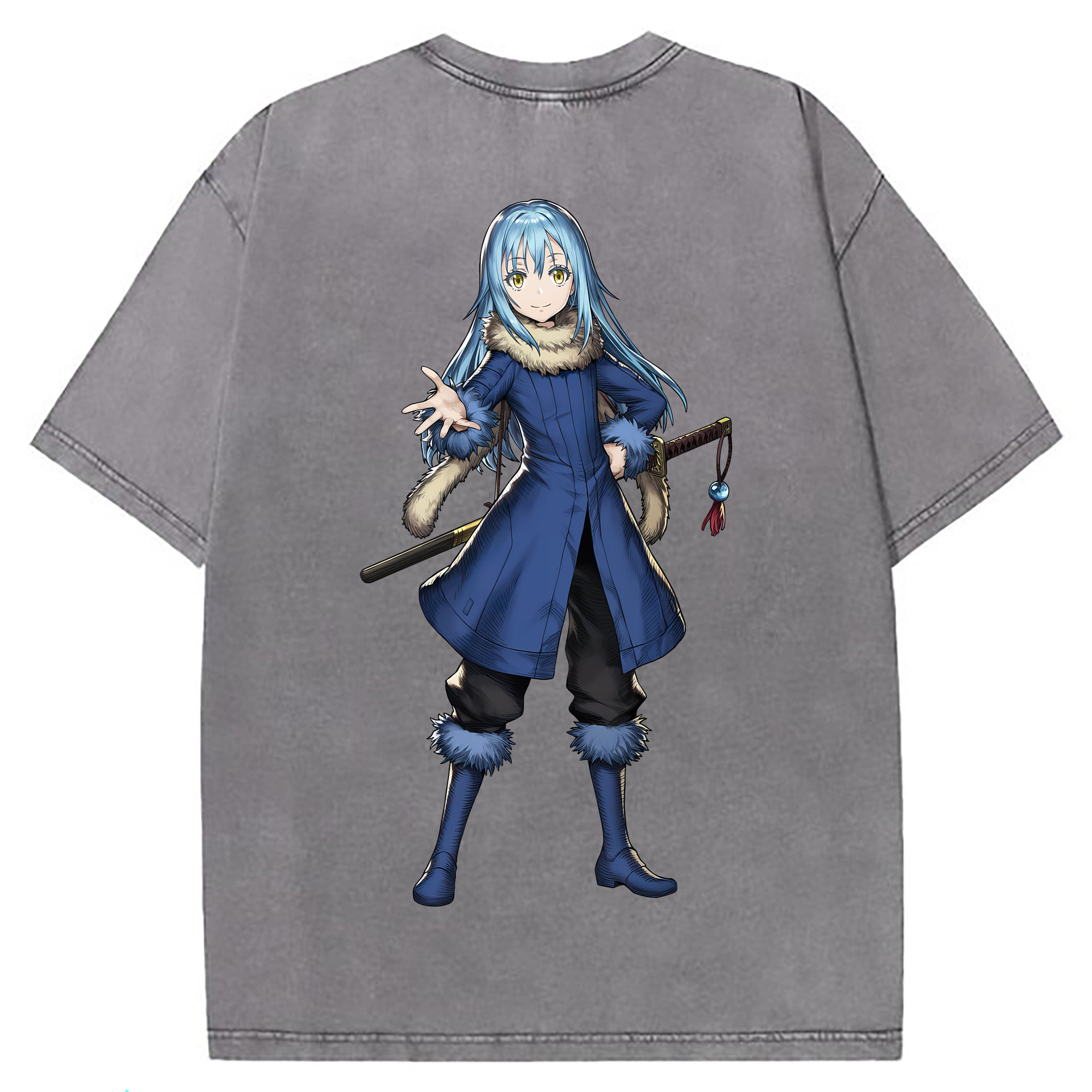 （画像用） 転スラ Regarding Reincarnated to Slime 綿100% ヴィンテージ風 半袖Tシャツ（背面プリント）