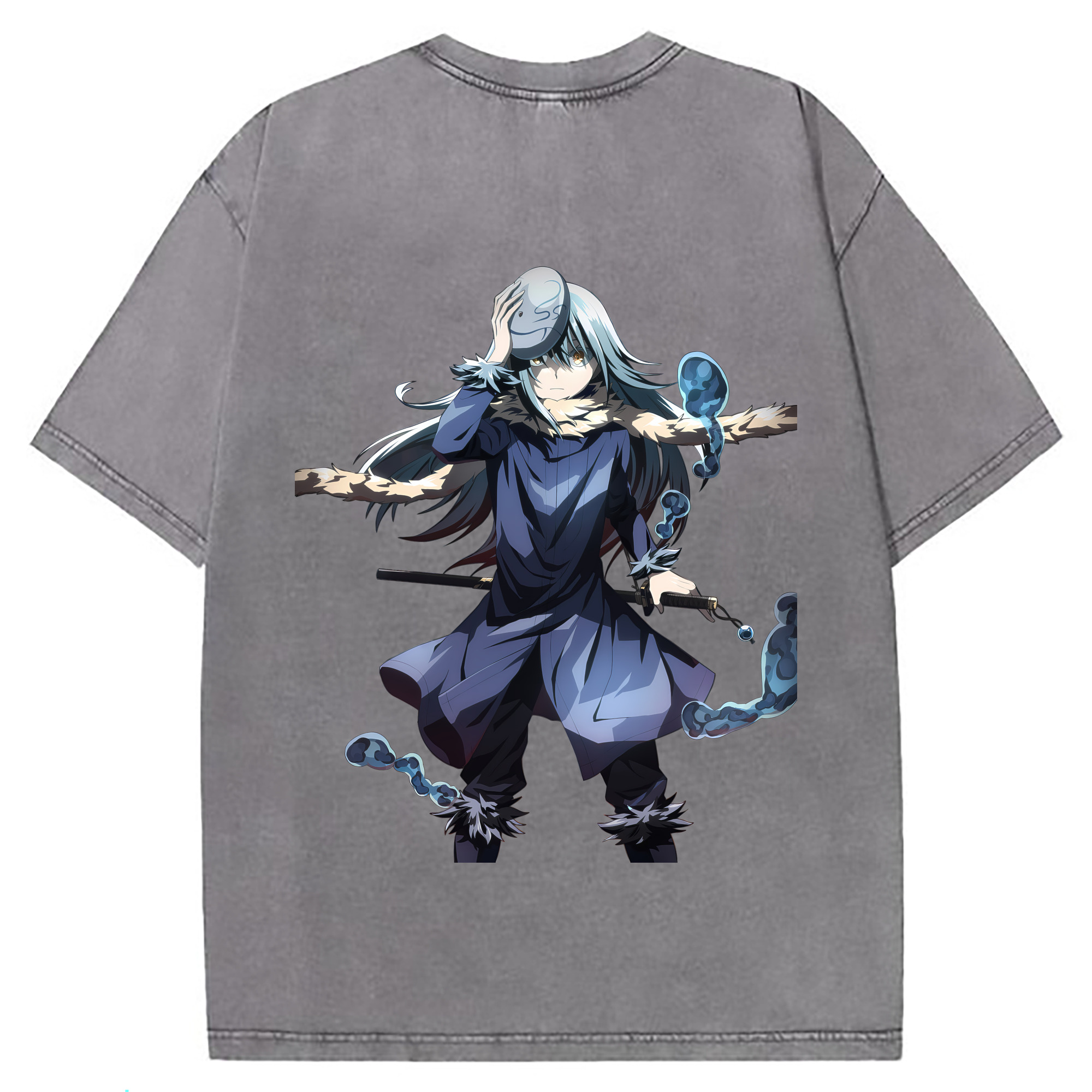 （画像用） 転スラ Regarding Reincarnated to Slime 綿100% ヴィンテージ風 半袖Tシャツ（背面プリント）