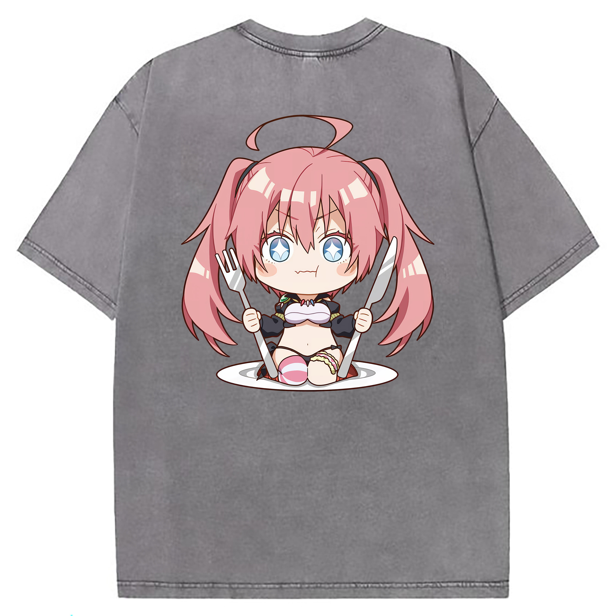（画像用） 転スラ Regarding Reincarnated to Slime 綿100% ヴィンテージ風 半袖Tシャツ（背面プリント）