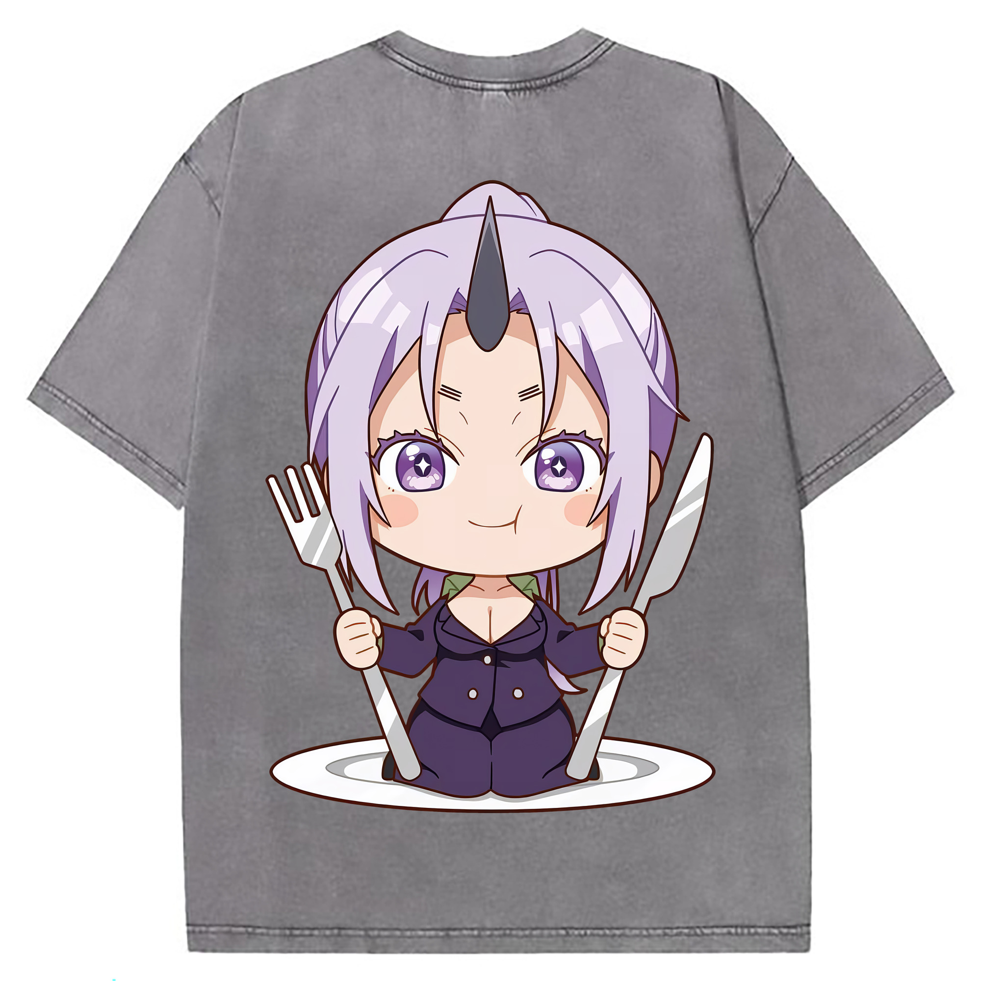 （画像用） 転スラ Regarding Reincarnated to Slime 綿100% ヴィンテージ風 半袖Tシャツ（背面プリント）