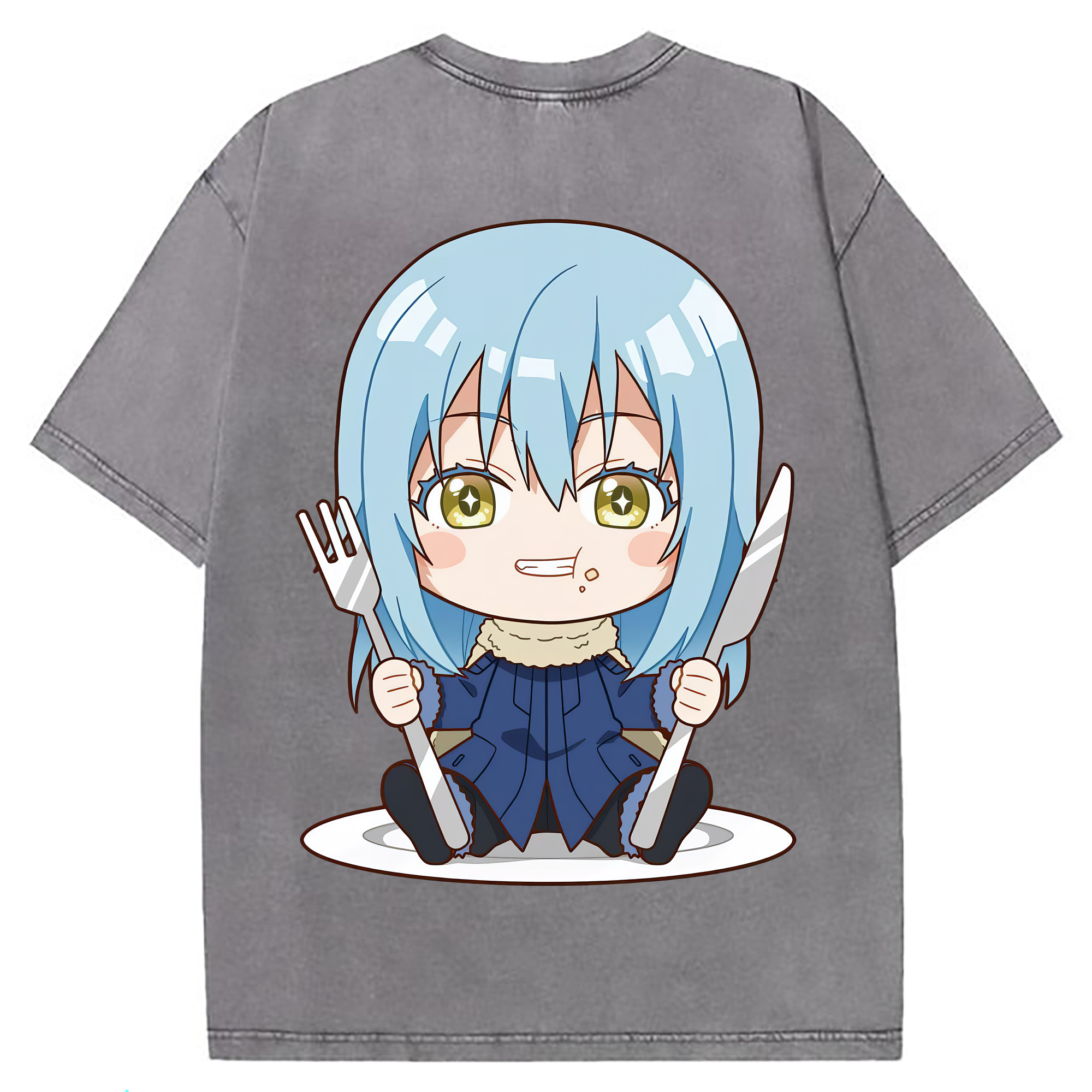 （画像用） 転スラ Regarding Reincarnated to Slime 綿100% ヴィンテージ風 半袖Tシャツ（背面プリント）