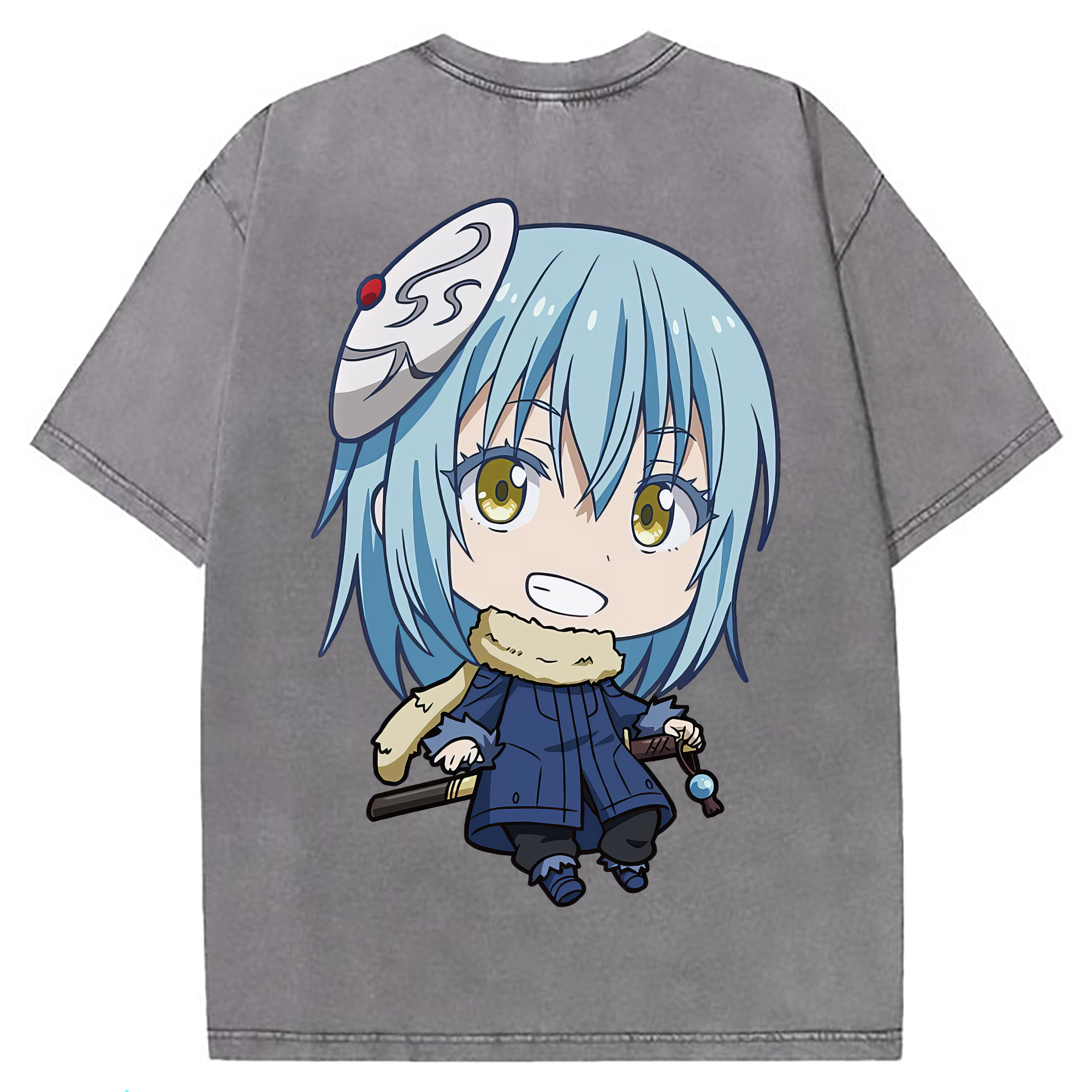 （画像用） 転スラ Regarding Reincarnated to Slime 綿100% ヴィンテージ風 半袖Tシャツ（背面プリント）