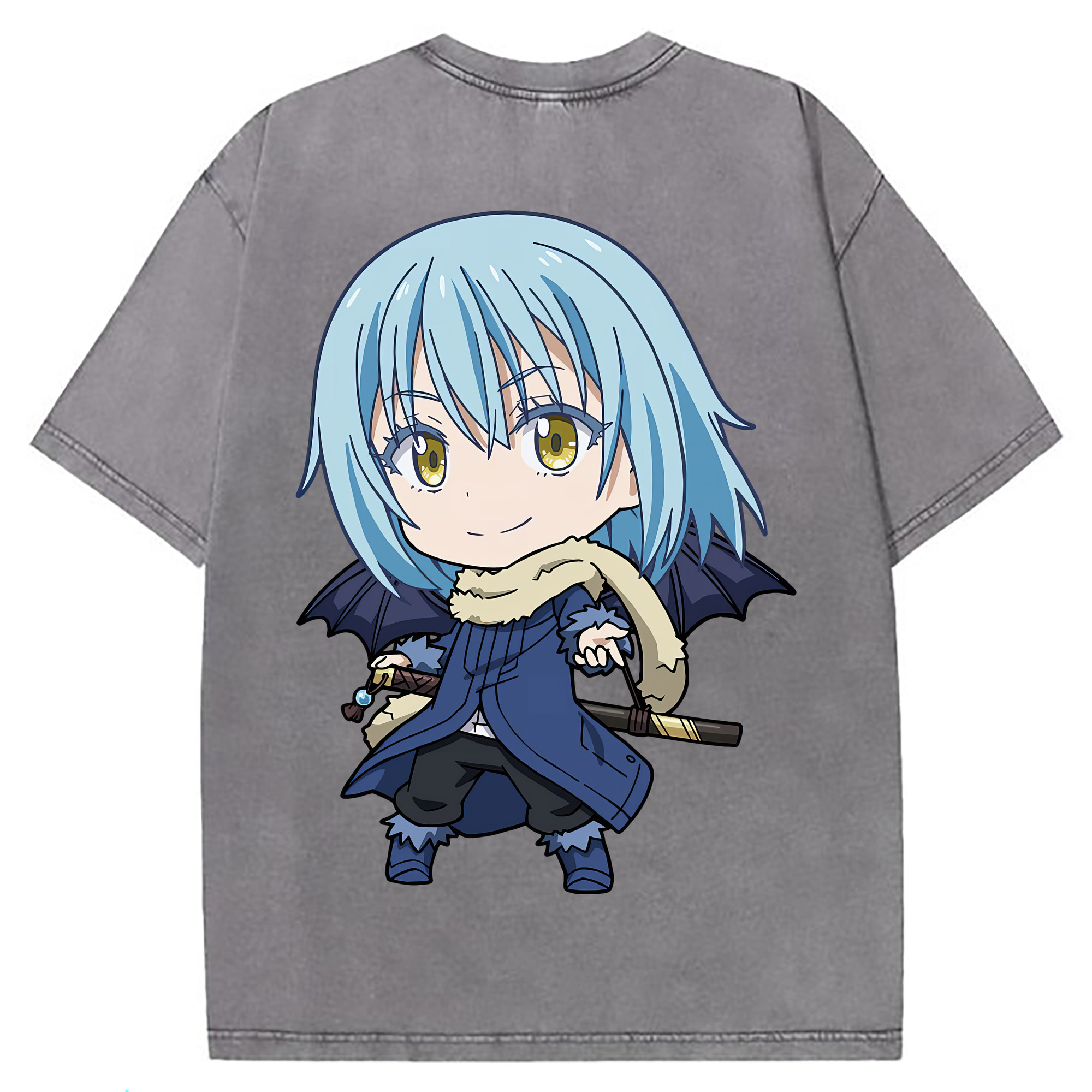 （画像用） 転スラ Regarding Reincarnated to Slime 綿100% ヴィンテージ風 半袖Tシャツ（背面プリント）