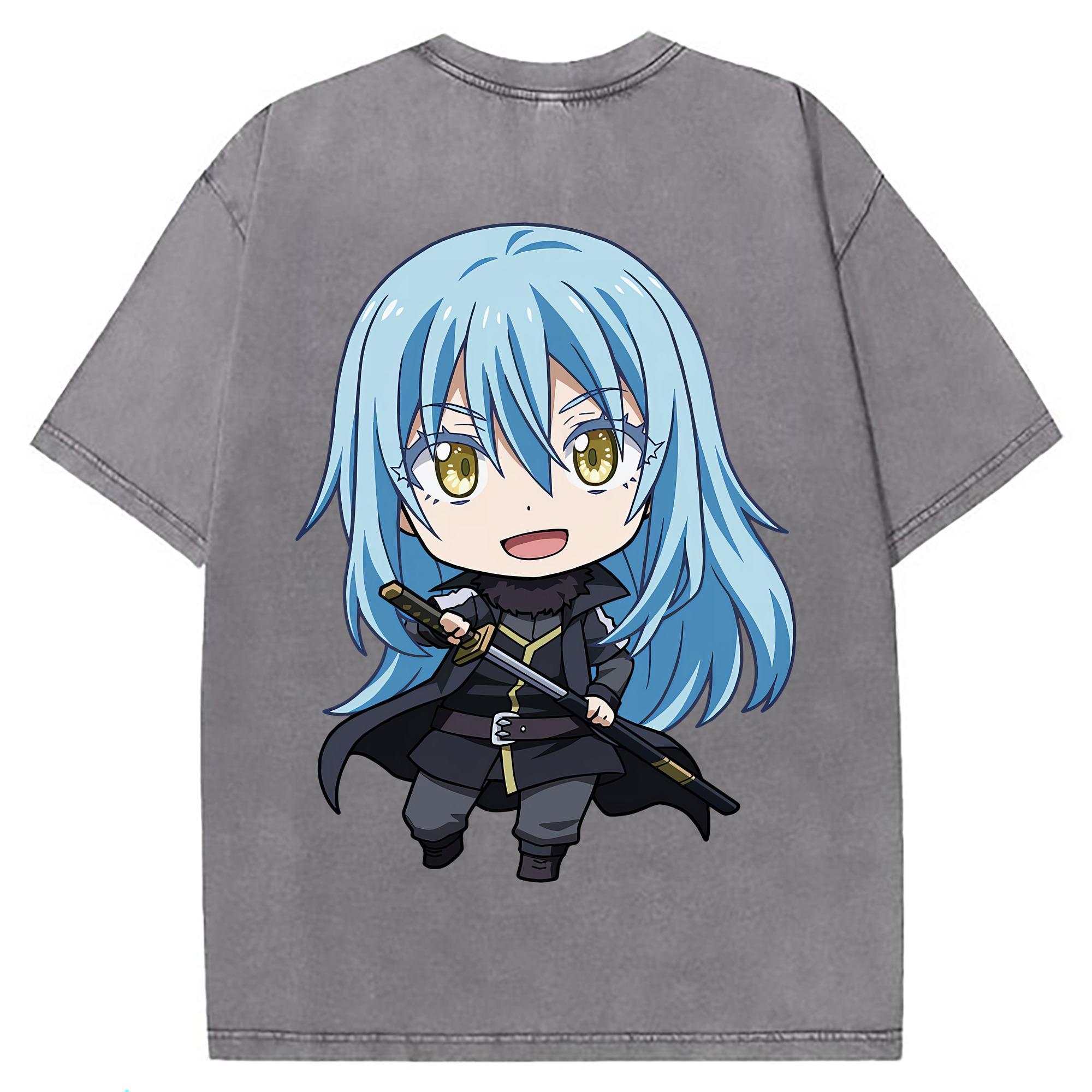 （画像用） 転スラ Regarding Reincarnated to Slime 綿100% ヴィンテージ風 半袖Tシャツ（背面プリント）