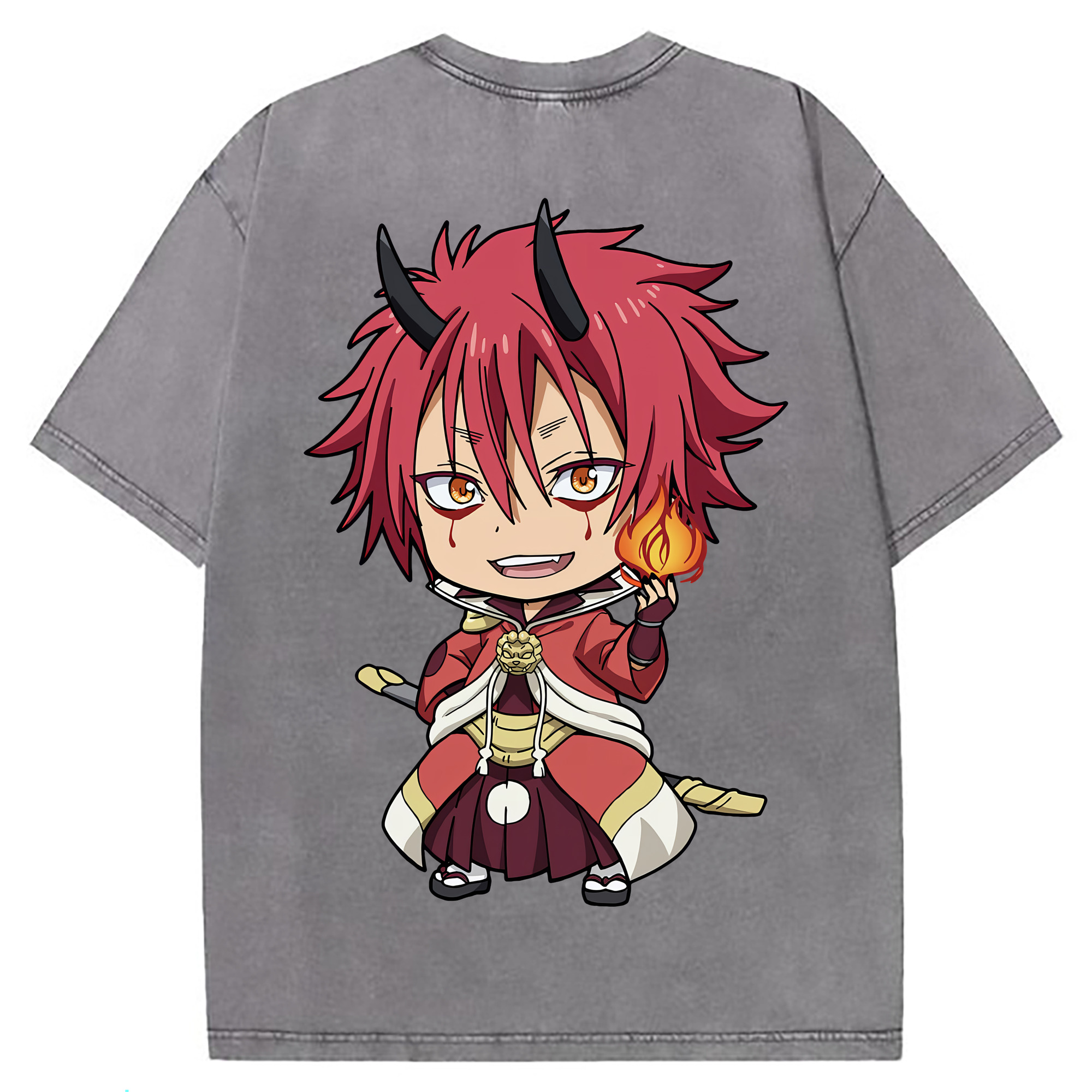 （画像用） 転スラ Regarding Reincarnated to Slime 綿100% ヴィンテージ風 半袖Tシャツ（背面プリント）