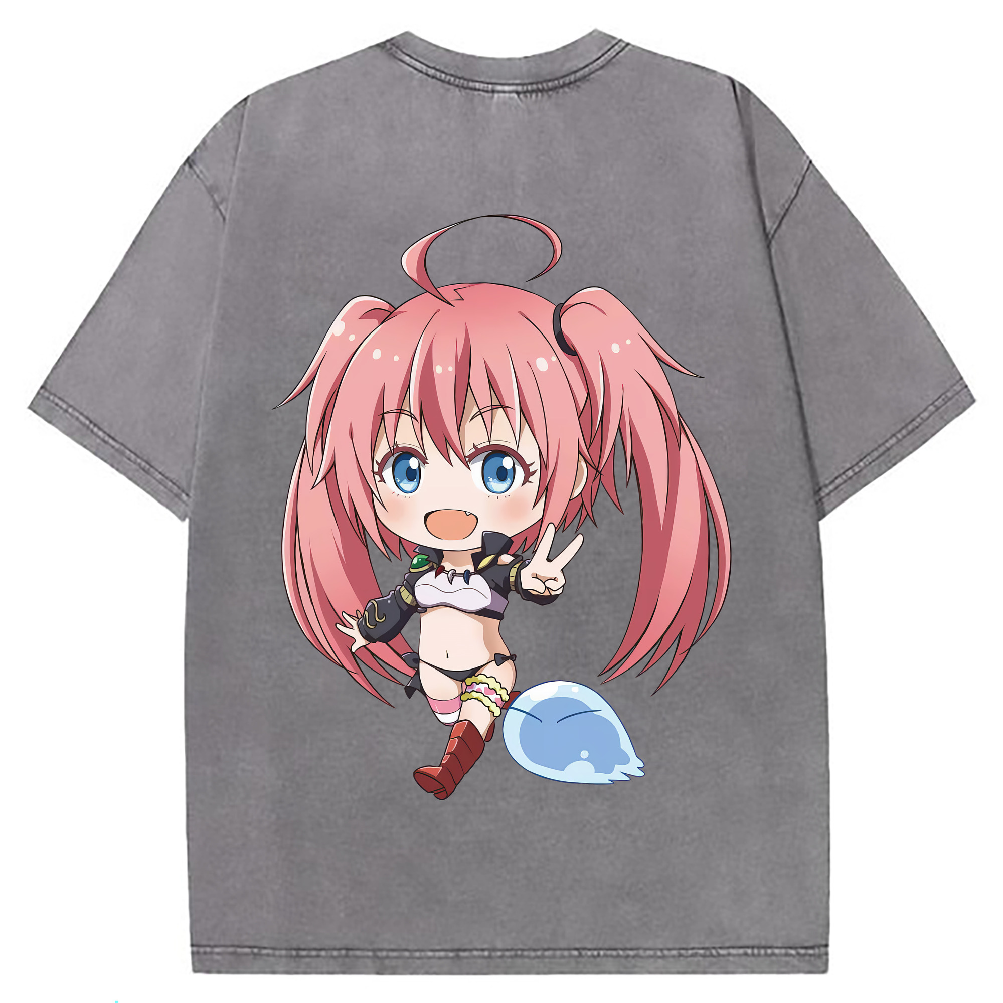 （画像用） 転スラ Regarding Reincarnated to Slime 綿100% ヴィンテージ風 半袖Tシャツ（背面プリント）