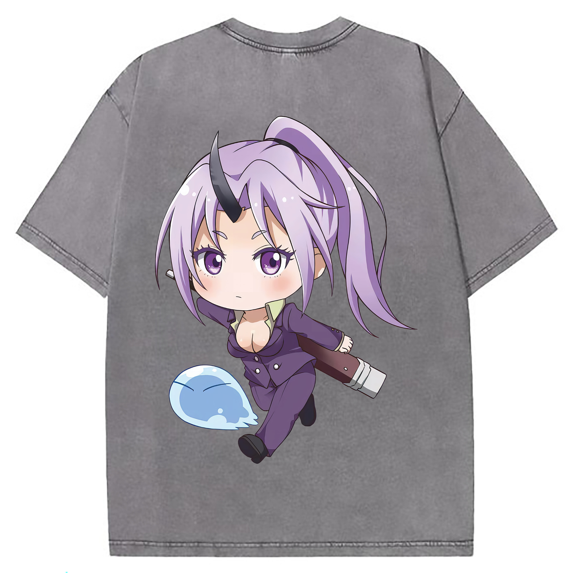 （画像用） 転スラ Regarding Reincarnated to Slime 綿100% ヴィンテージ風 半袖Tシャツ（背面プリント）