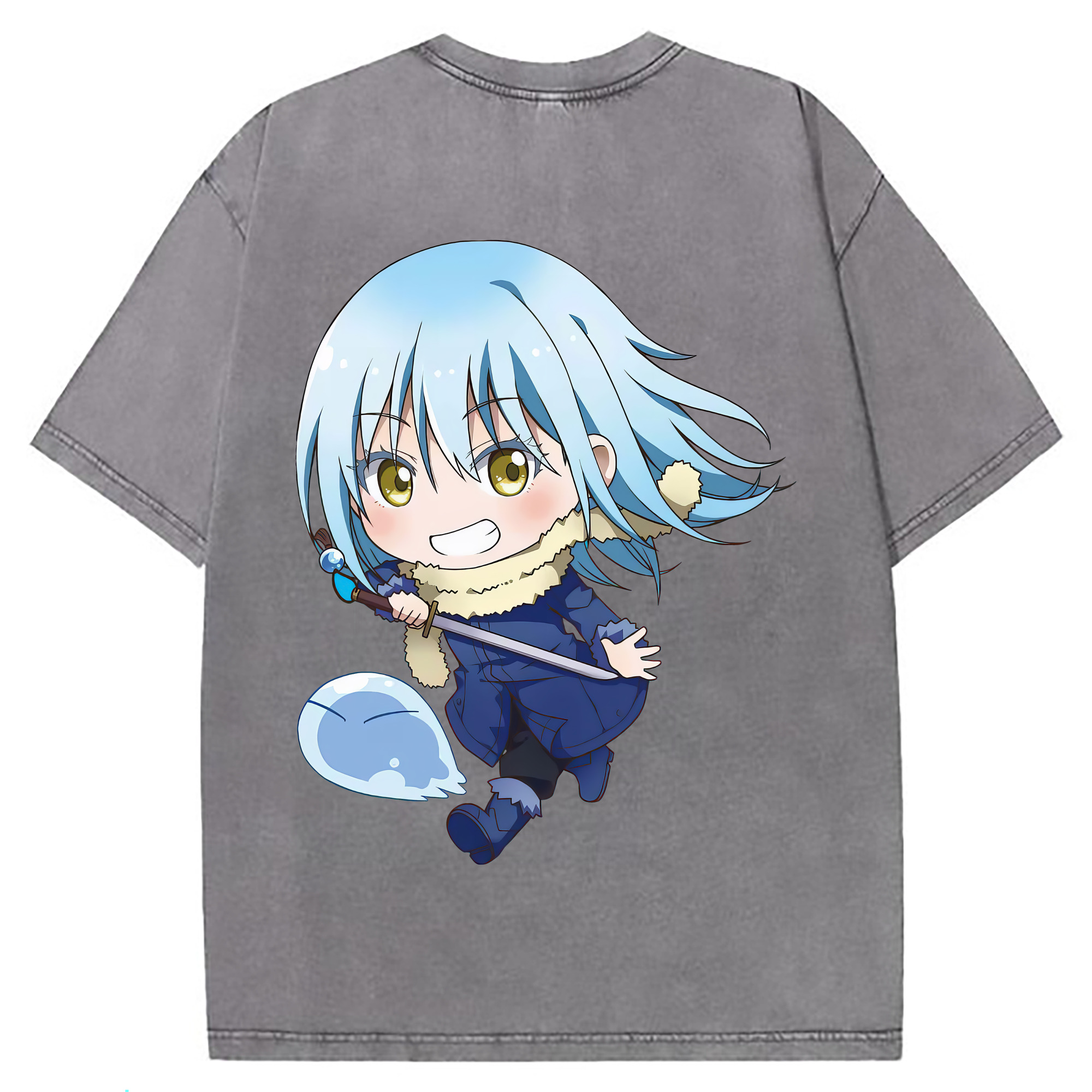（画像用） 転スラ Regarding Reincarnated to Slime 綿100% ヴィンテージ風 半袖Tシャツ（背面プリント）