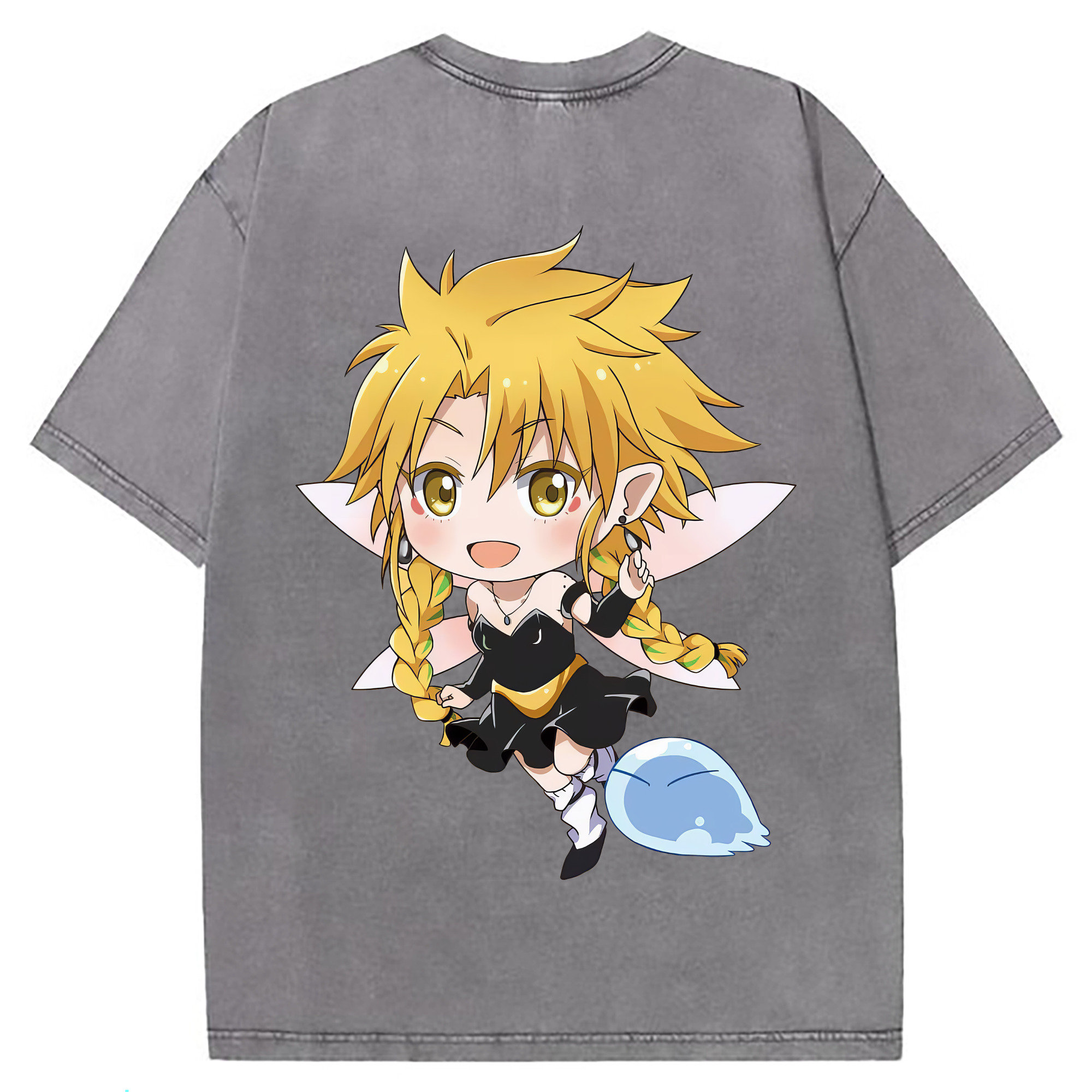 （画像用） 転スラ Regarding Reincarnated to Slime 綿100% ヴィンテージ風 半袖Tシャツ（背面プリント）