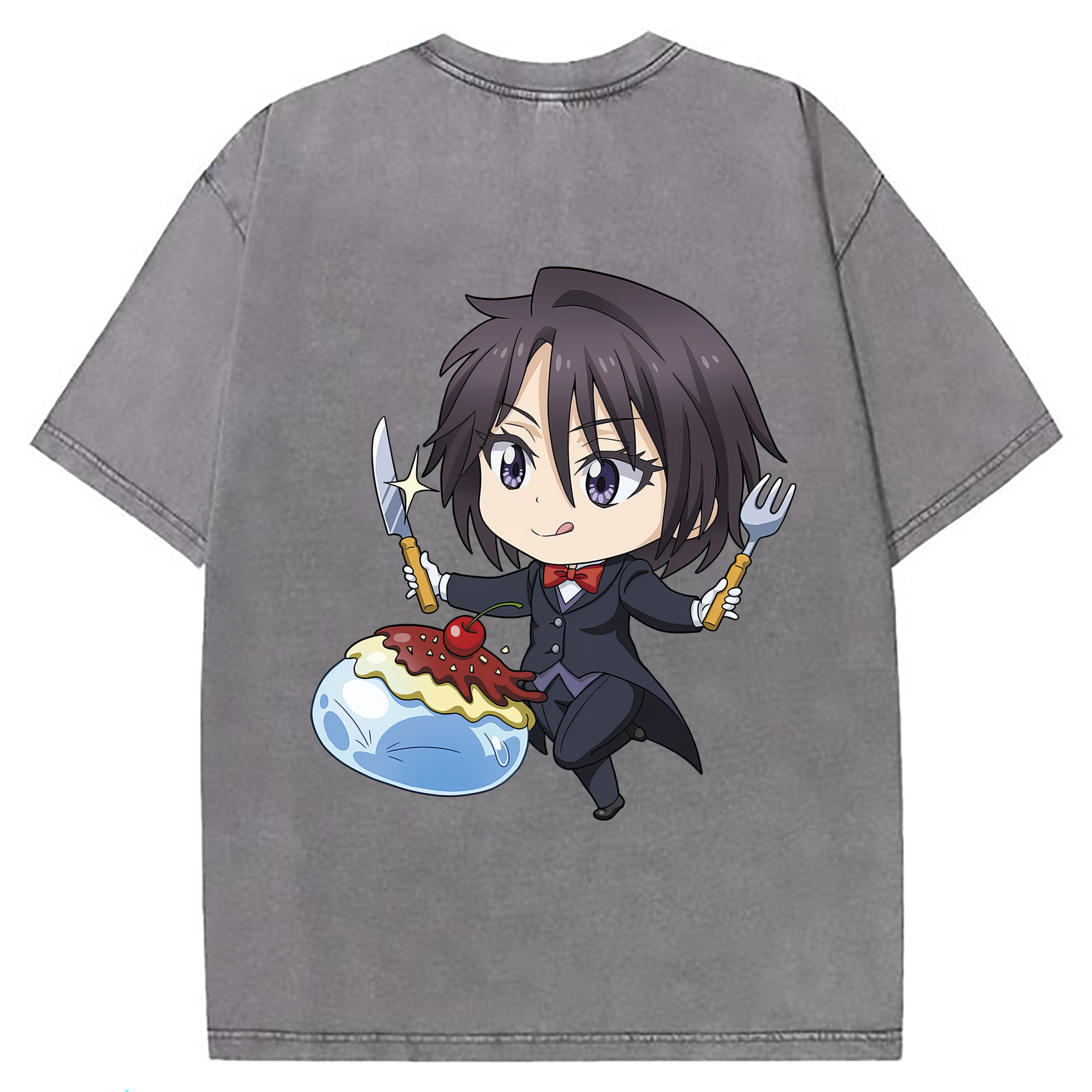 （画像用） 転スラ Regarding Reincarnated to Slime 綿100% ヴィンテージ風 半袖Tシャツ（背面プリント）