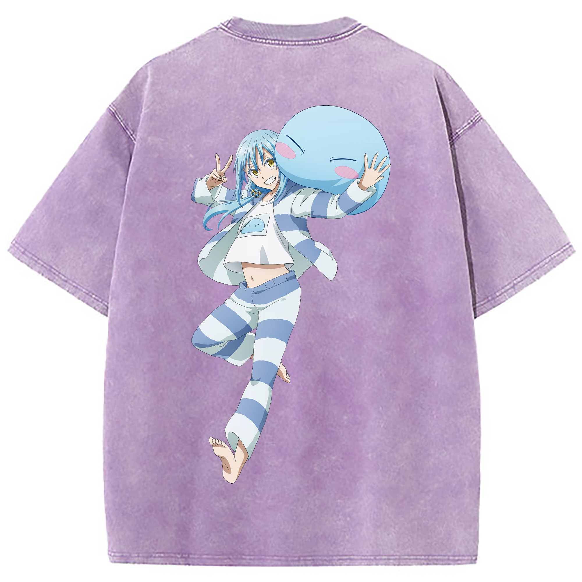 （画像用） 転スラ Regarding Reincarnated to Slime 綿100% ヴィンテージ風 半袖Tシャツ（背面プリント）