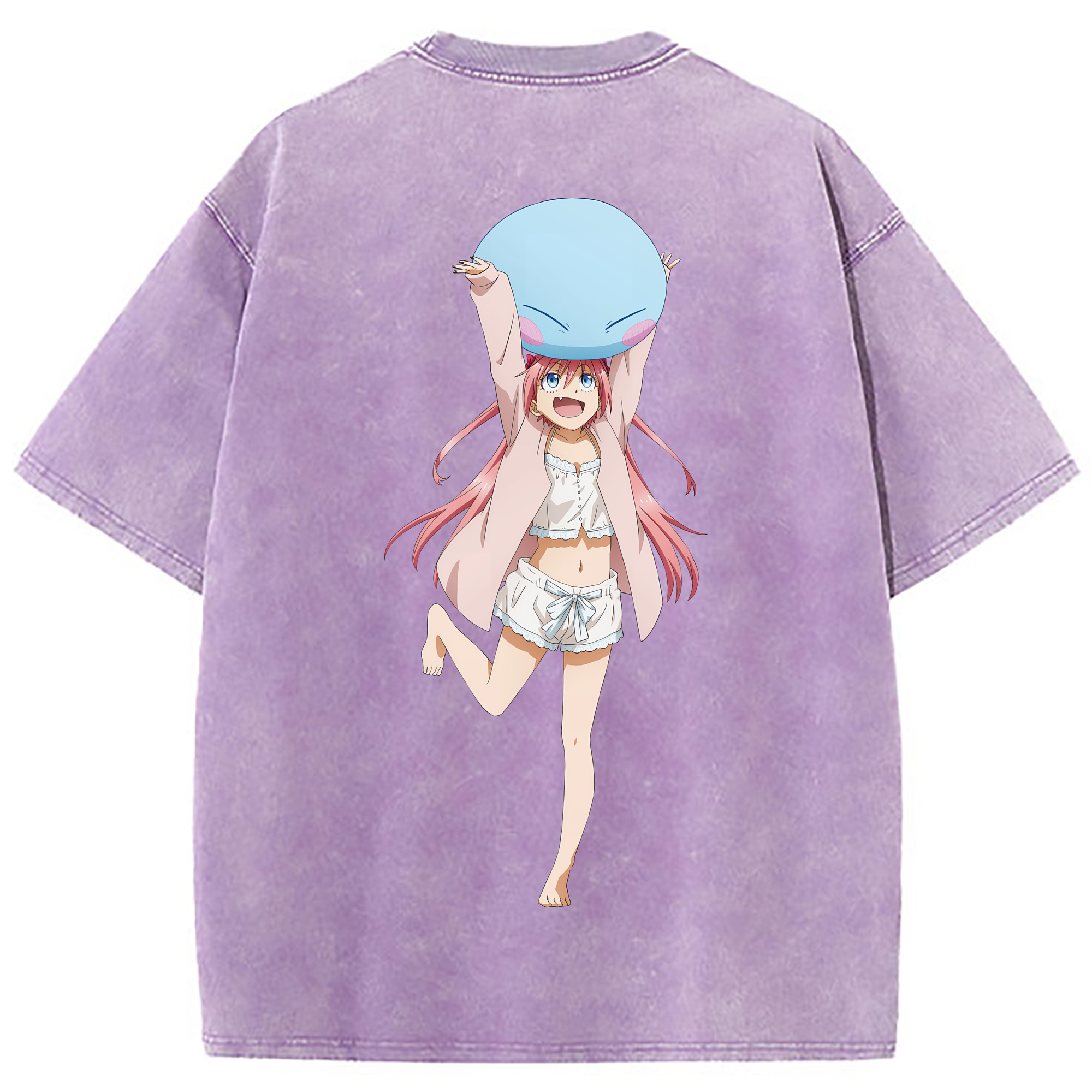 （画像用） 転スラ Regarding Reincarnated to Slime 綿100% ヴィンテージ風 半袖Tシャツ（背面プリント）
