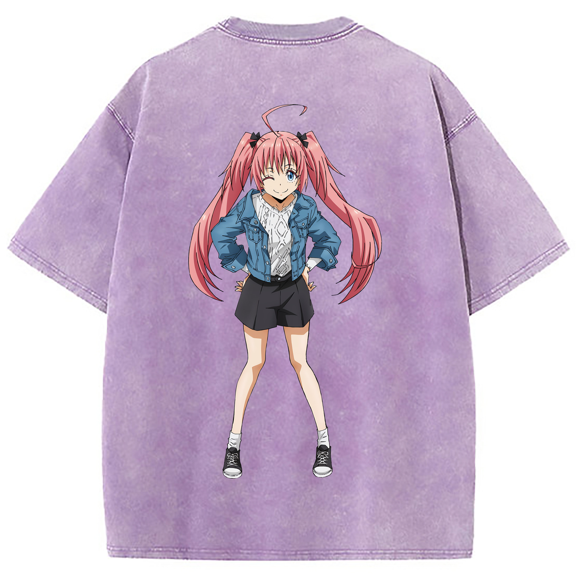 （画像用） 転スラ Regarding Reincarnated to Slime 綿100% ヴィンテージ風 半袖Tシャツ（背面プリント）