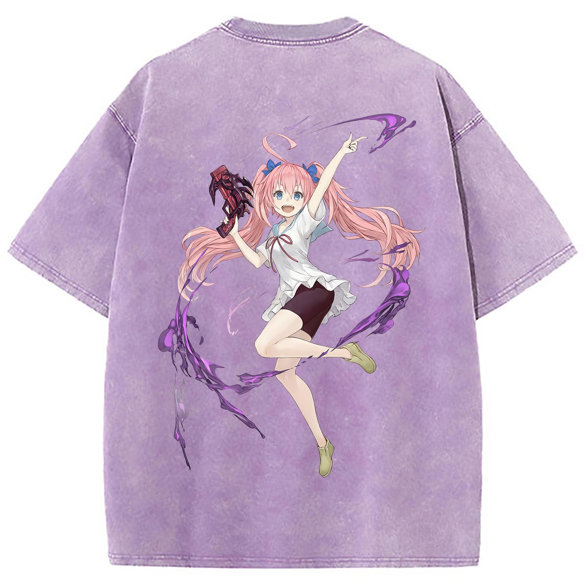 （画像用） 転スラ Regarding Reincarnated to Slime 綿100% ヴィンテージ風 半袖Tシャツ（背面プリント）