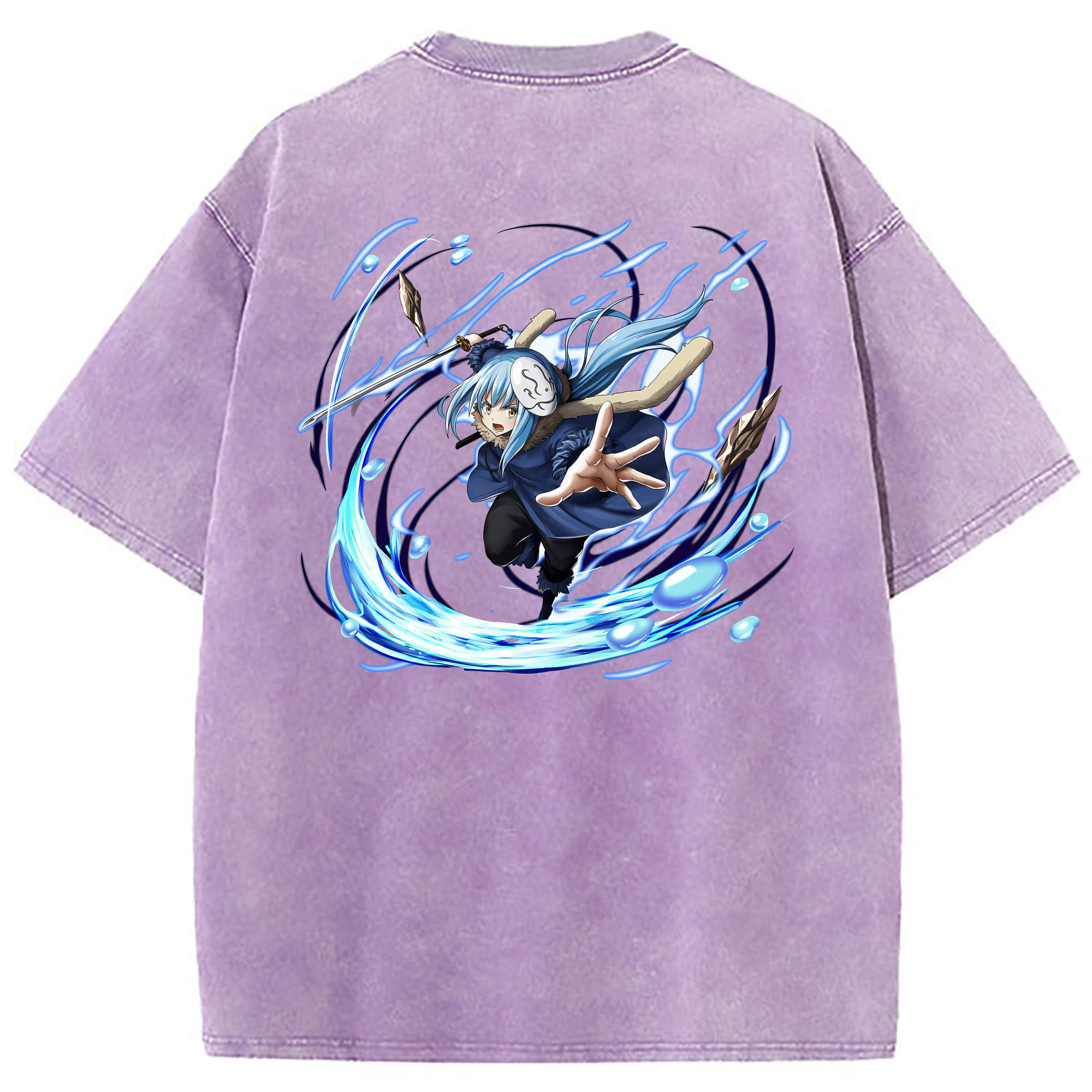 （画像用） 転スラ Regarding Reincarnated to Slime 綿100% ヴィンテージ風 半袖Tシャツ（背面プリント）