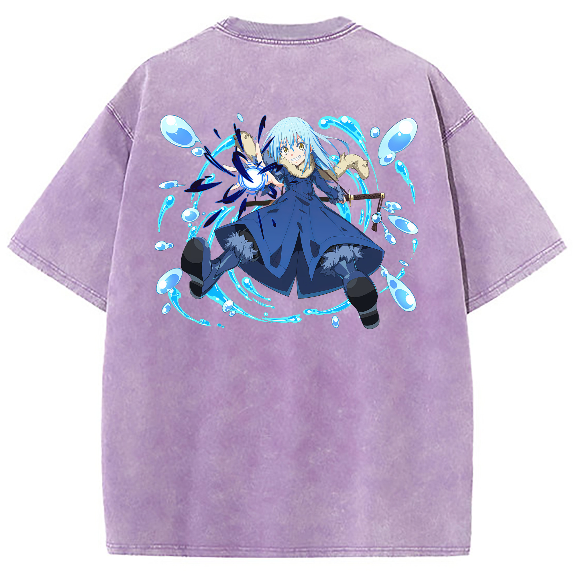 （画像用） 転スラ Regarding Reincarnated to Slime 綿100% ヴィンテージ風 半袖Tシャツ（背面プリント）