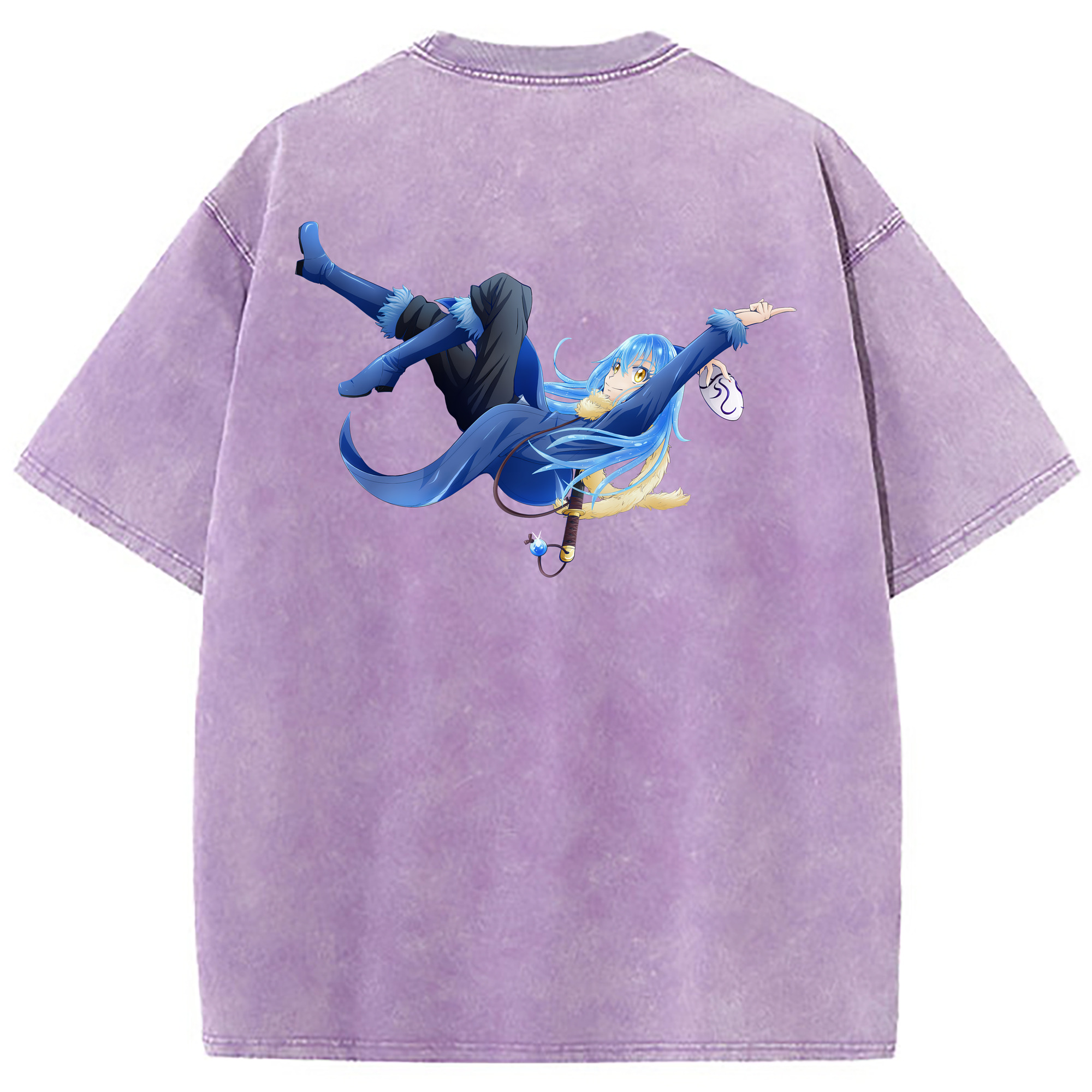 （画像用） 転スラ Regarding Reincarnated to Slime 綿100% ヴィンテージ風 半袖Tシャツ（背面プリント）
