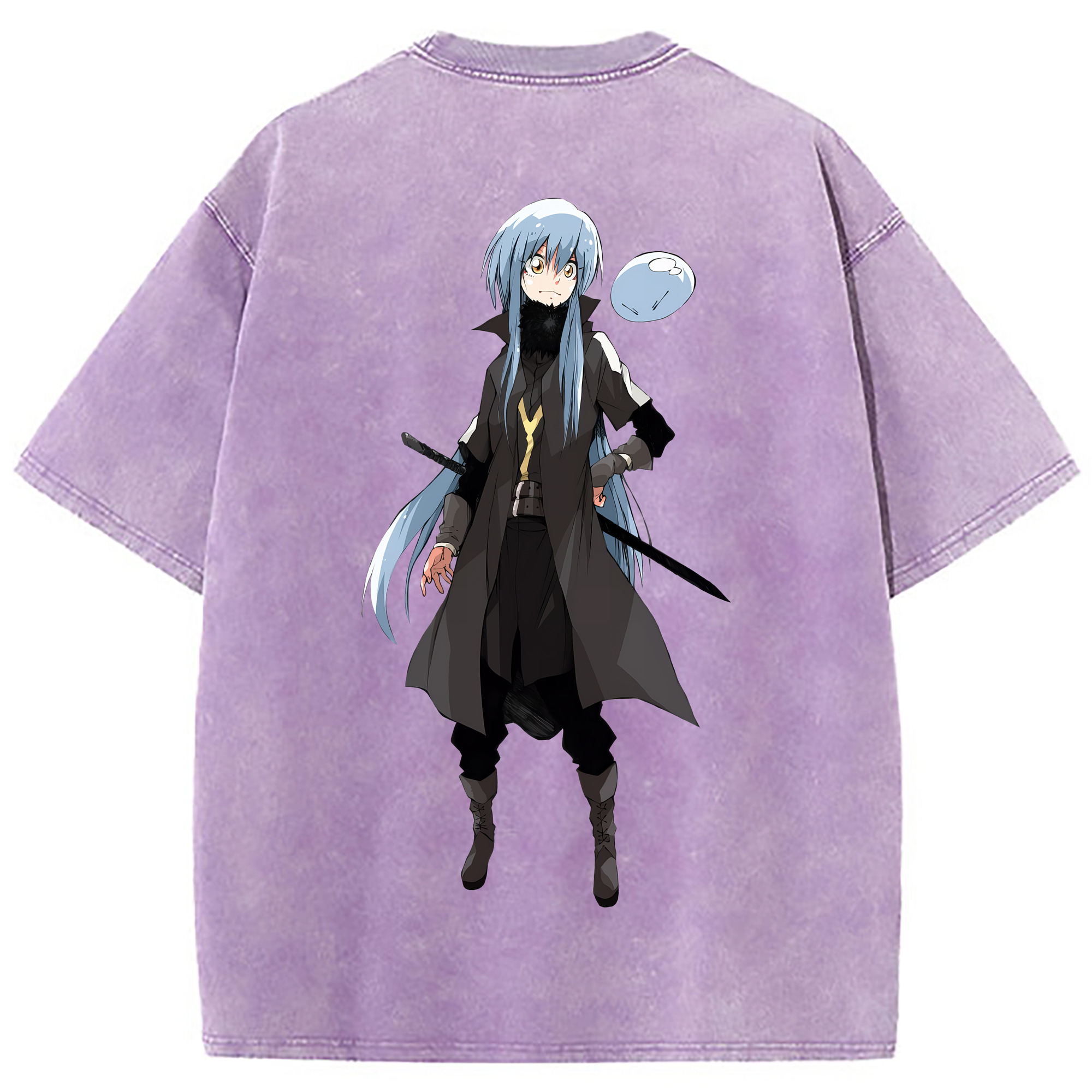 （画像用） 転スラ Regarding Reincarnated to Slime 綿100% ヴィンテージ風 半袖Tシャツ（背面プリント）