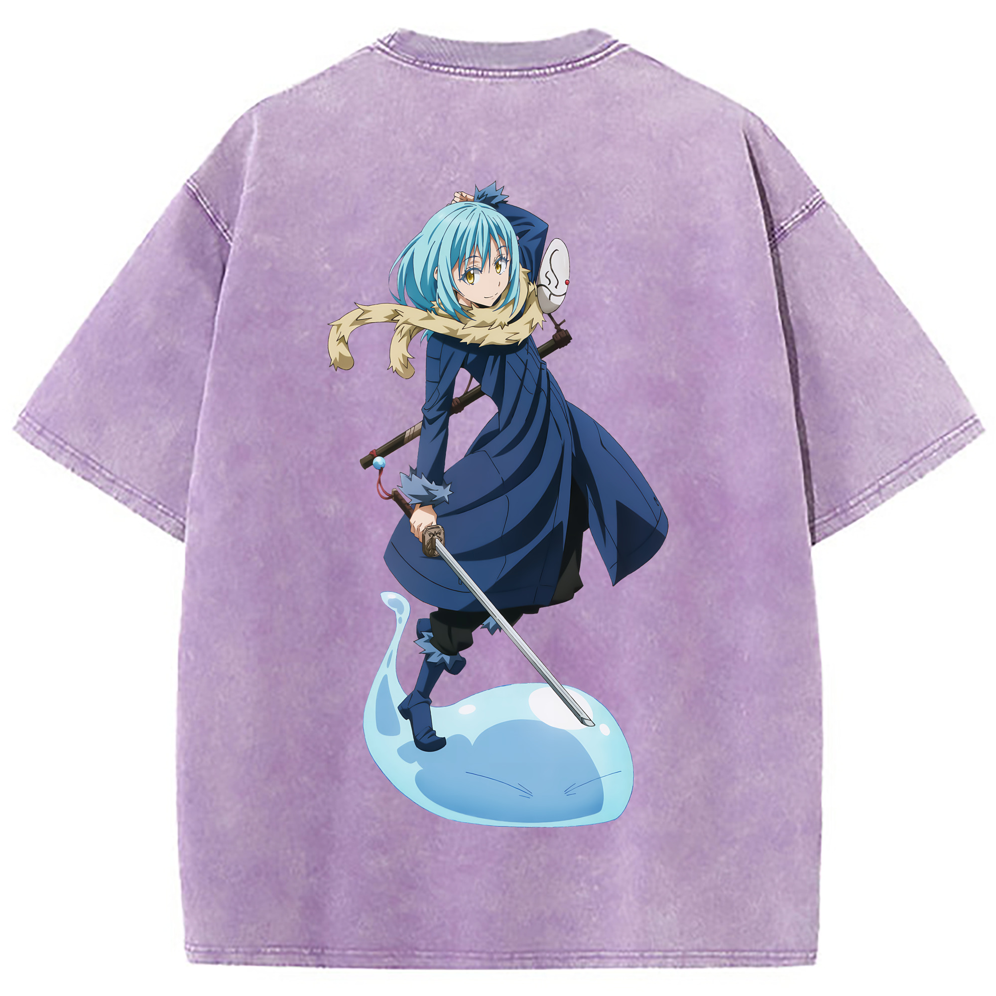 （画像用） 転スラ Regarding Reincarnated to Slime 綿100% ヴィンテージ風 半袖Tシャツ（背面プリント）