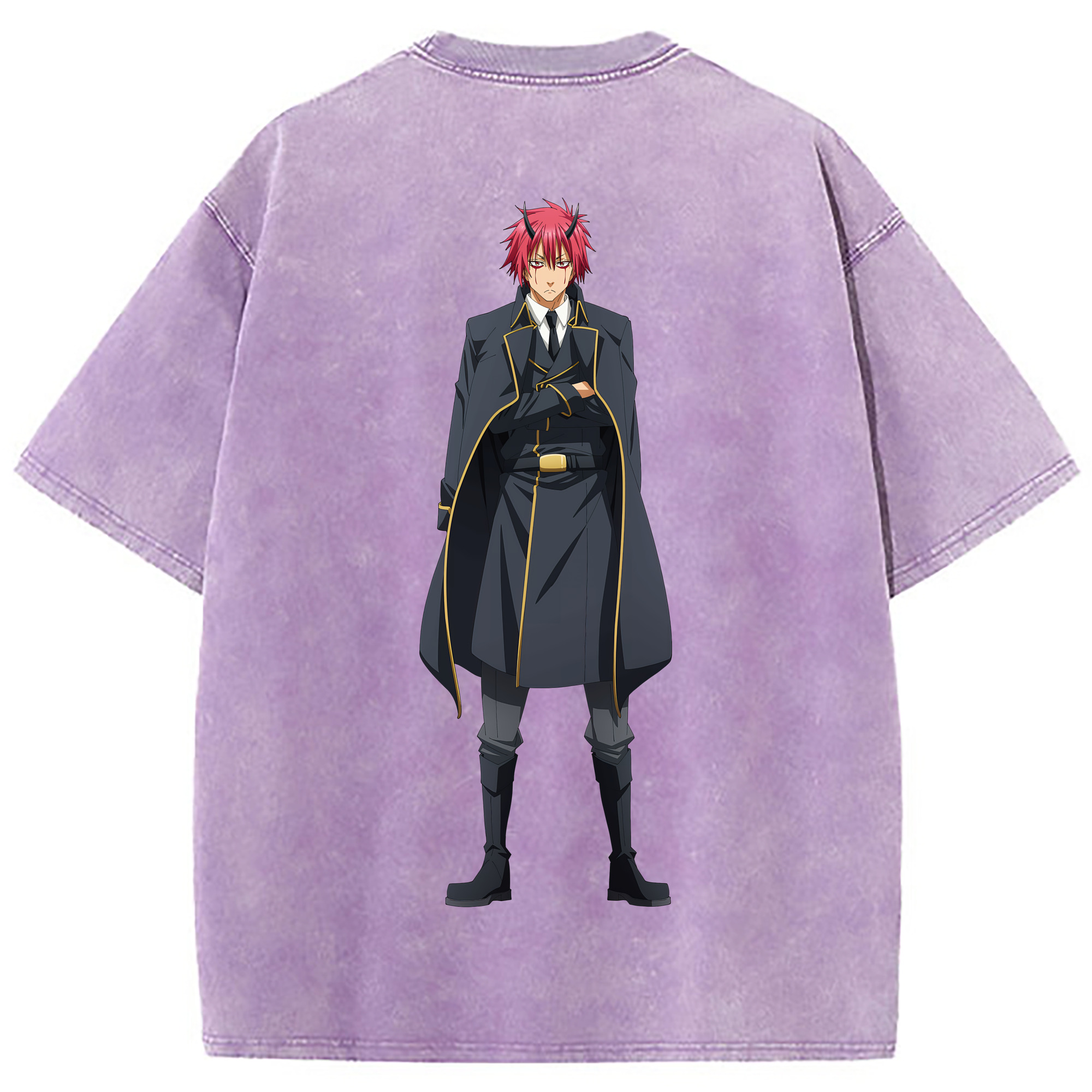 （画像用） 転スラ Regarding Reincarnated to Slime 綿100% ヴィンテージ風 半袖Tシャツ（背面プリント）