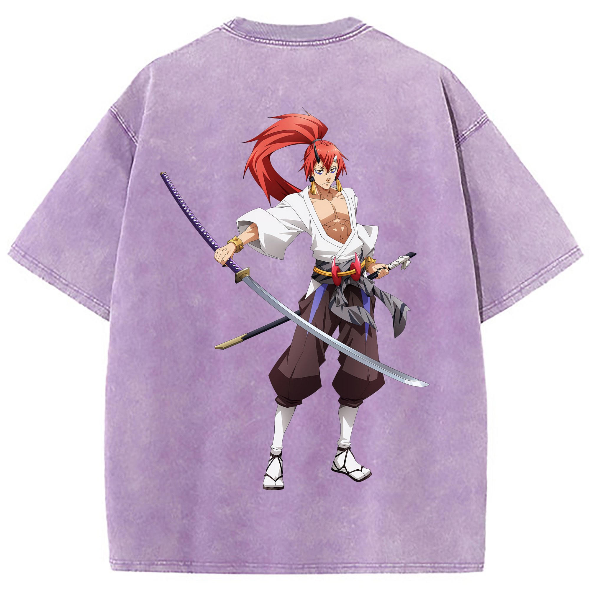 （画像用） 転スラ Regarding Reincarnated to Slime 綿100% ヴィンテージ風 半袖Tシャツ（背面プリント）