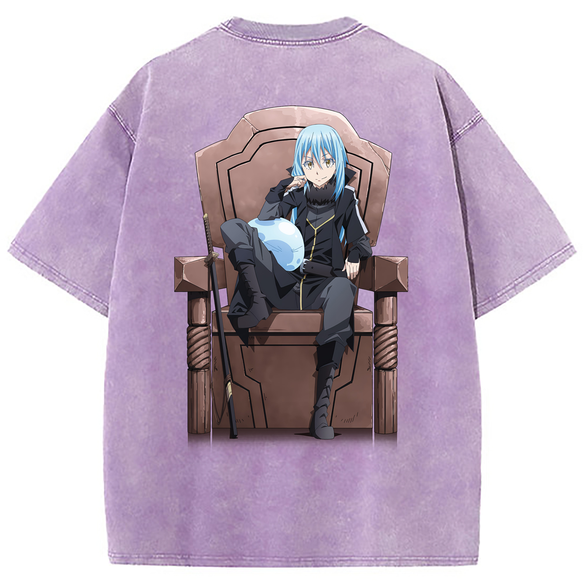 （画像用） 転スラ Regarding Reincarnated to Slime 綿100% ヴィンテージ風 半袖Tシャツ（背面プリント）