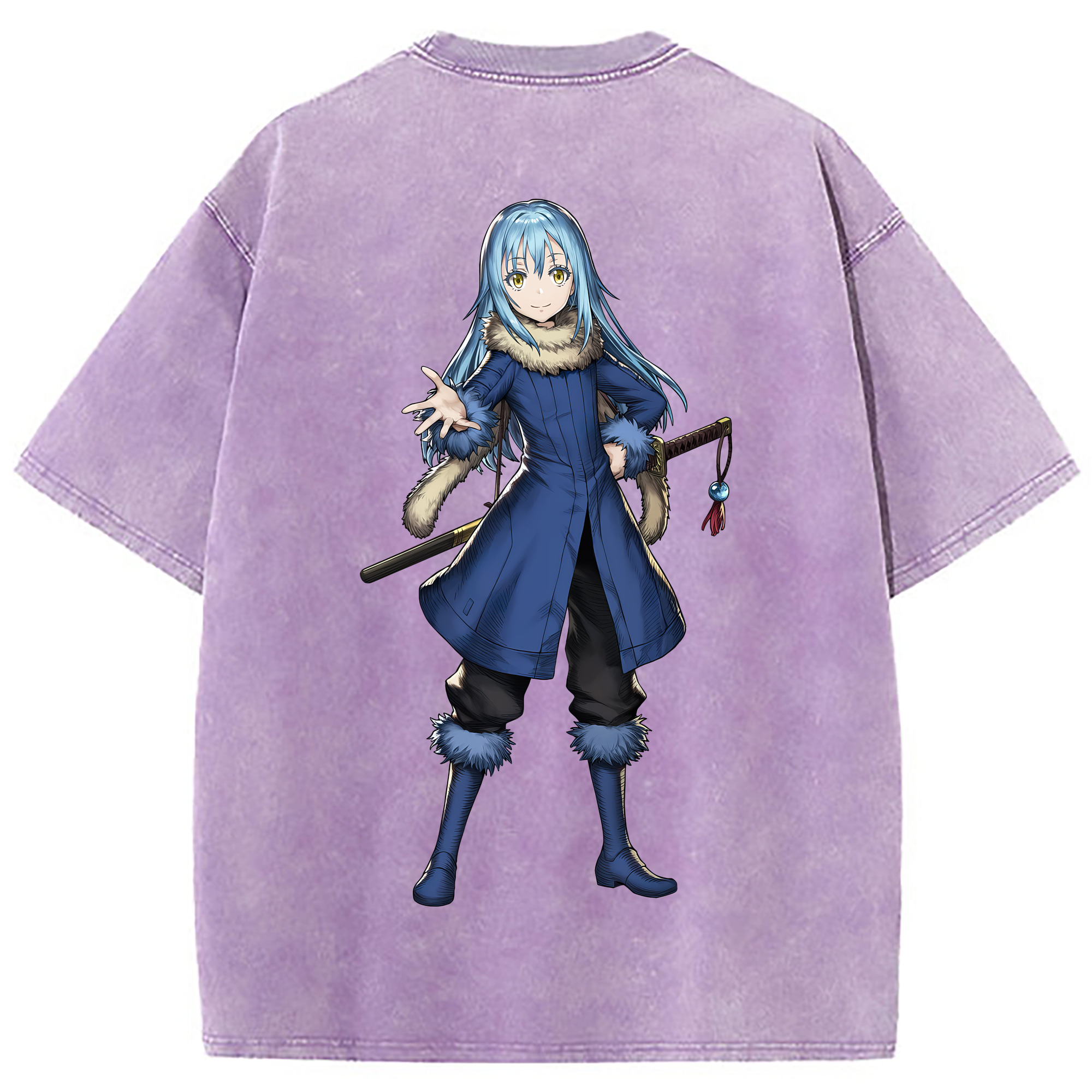 （画像用） 転スラ Regarding Reincarnated to Slime 綿100% ヴィンテージ風 半袖Tシャツ（背面プリント）