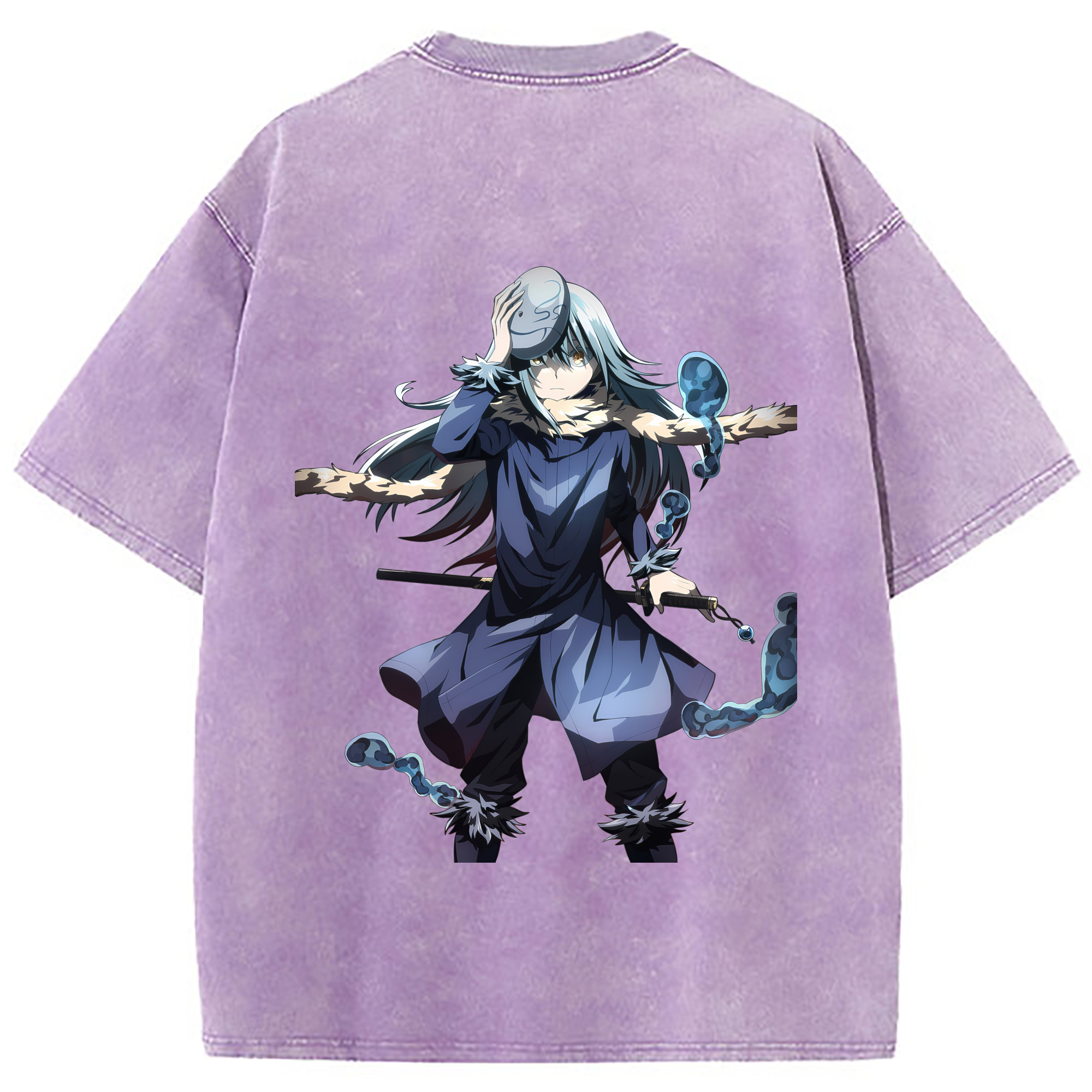 （画像用） 転スラ Regarding Reincarnated to Slime 綿100% ヴィンテージ風 半袖Tシャツ（背面プリント）