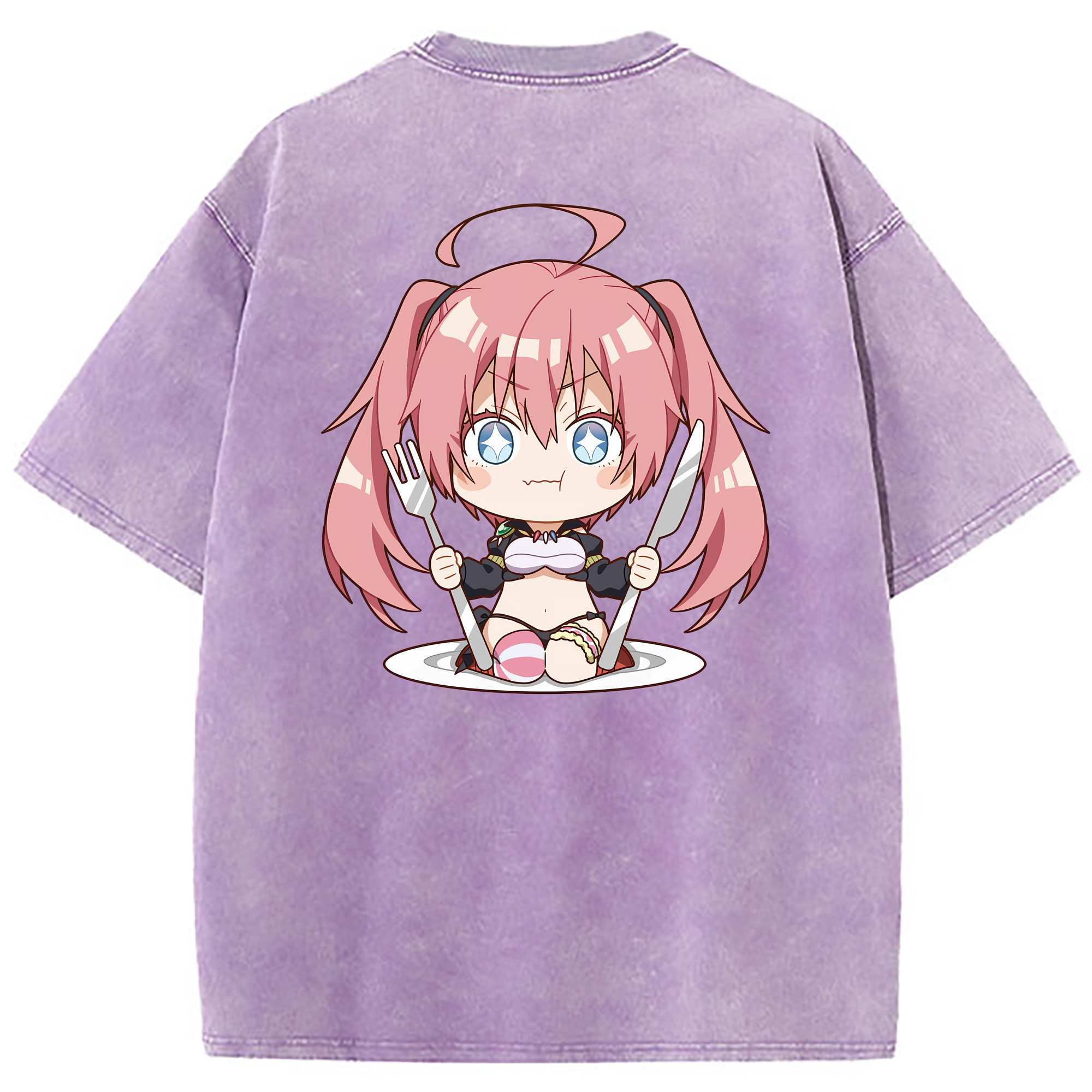 （画像用） 転スラ Regarding Reincarnated to Slime 綿100% ヴィンテージ風 半袖Tシャツ（背面プリント）